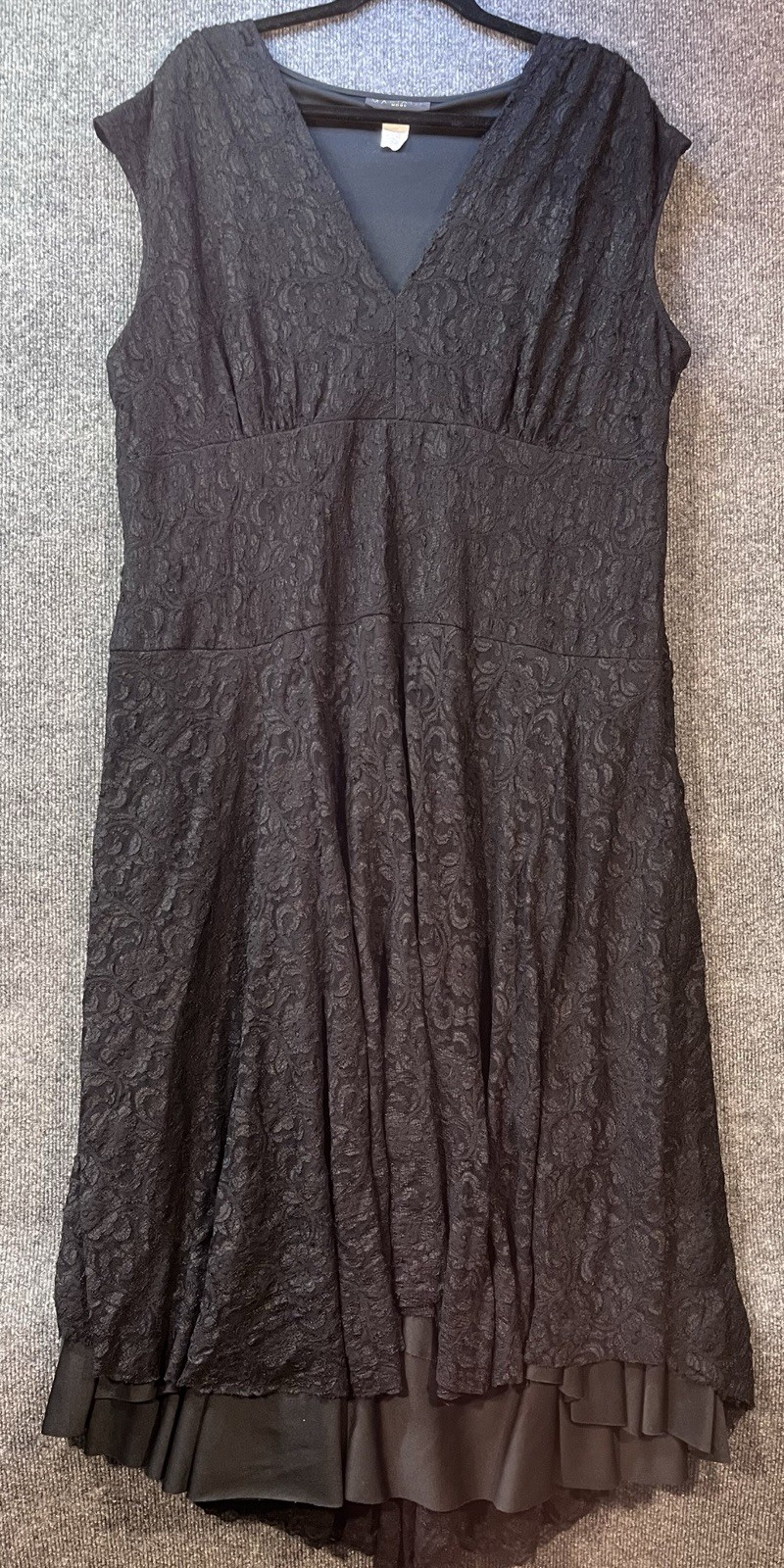 VTG 90’s Mariage Mode Dress Black Lace V Neck Midi Maxi Women’s 22 USA Made
