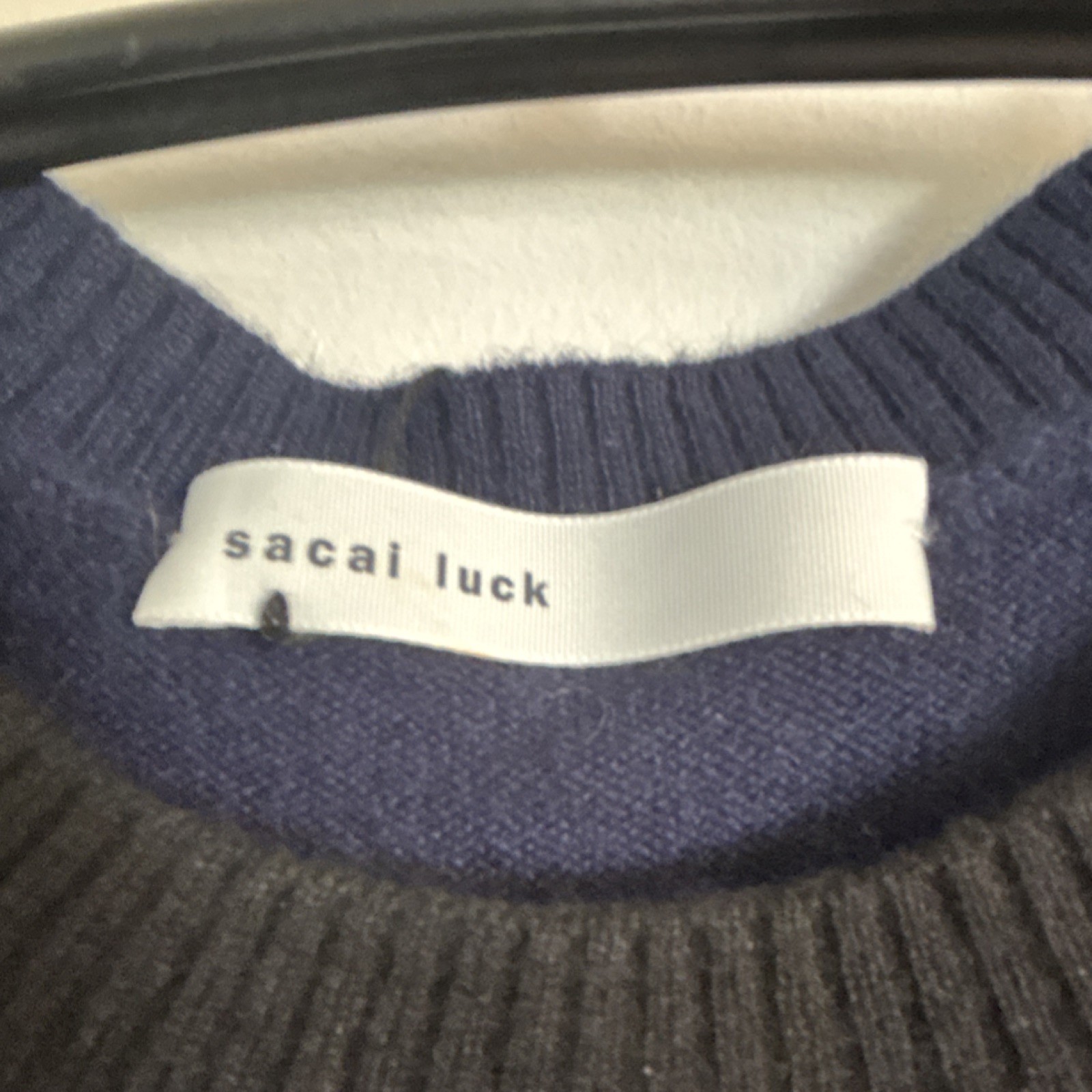 Sacai Luck Black Navy 100% Cashmere Knit Long Sleeve Maxi Dress Size 3 Women
