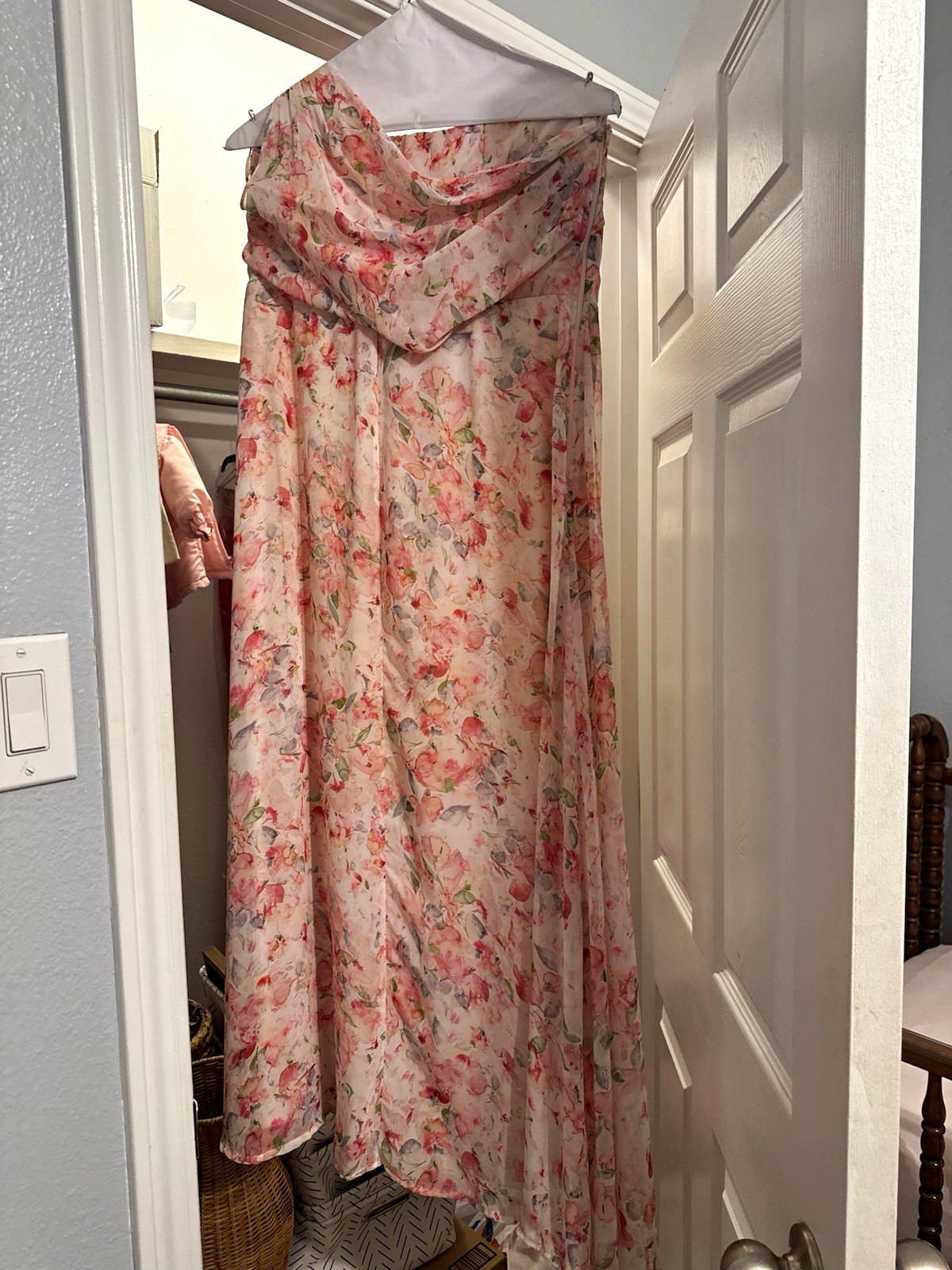 Birdy Grey XXL Strapless Pink Floral Maxi Dress Pleated Lightweight Long