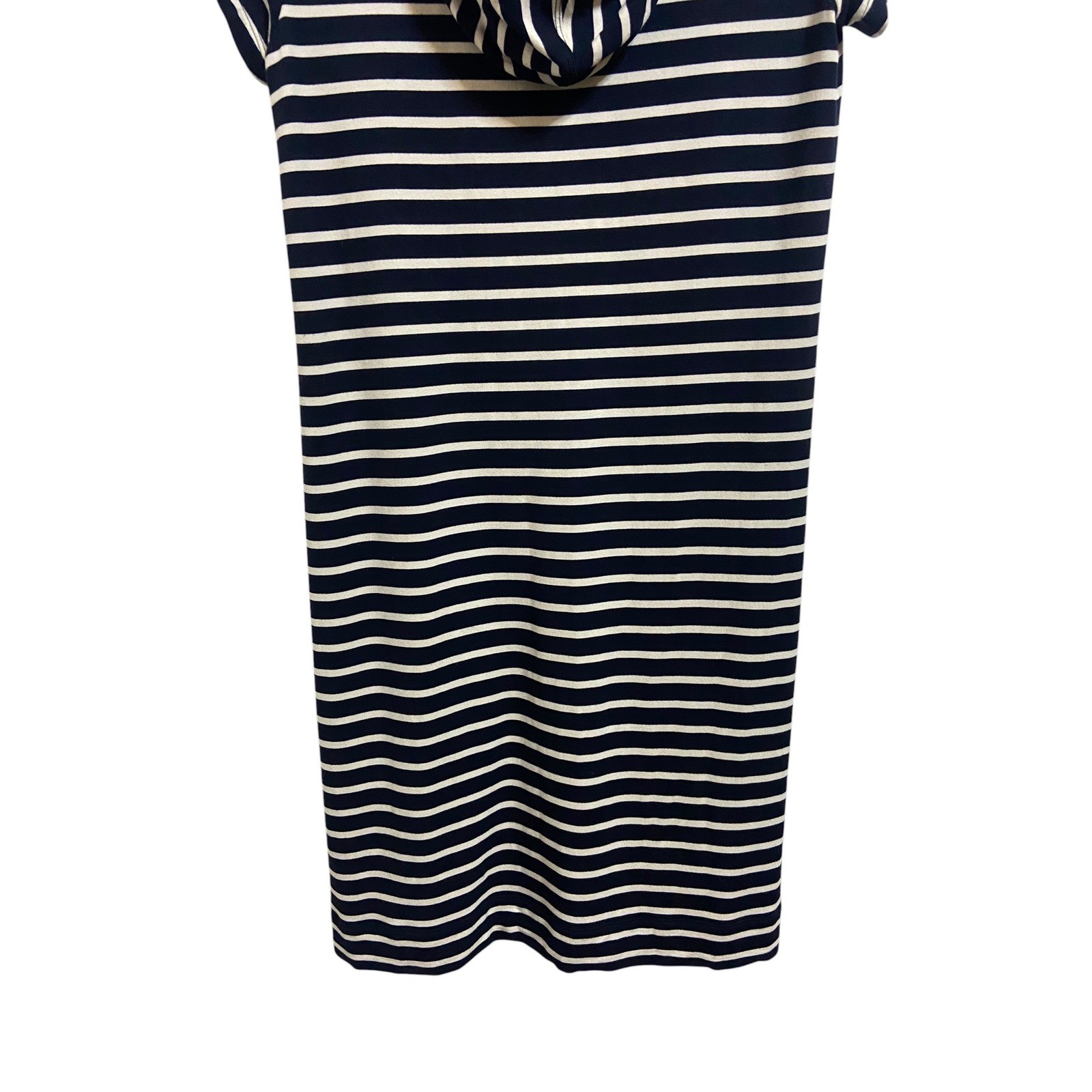 Cabi Navy White Striped Hooded Short Sleeve T-Shirt Dress Nautical Coastal XS