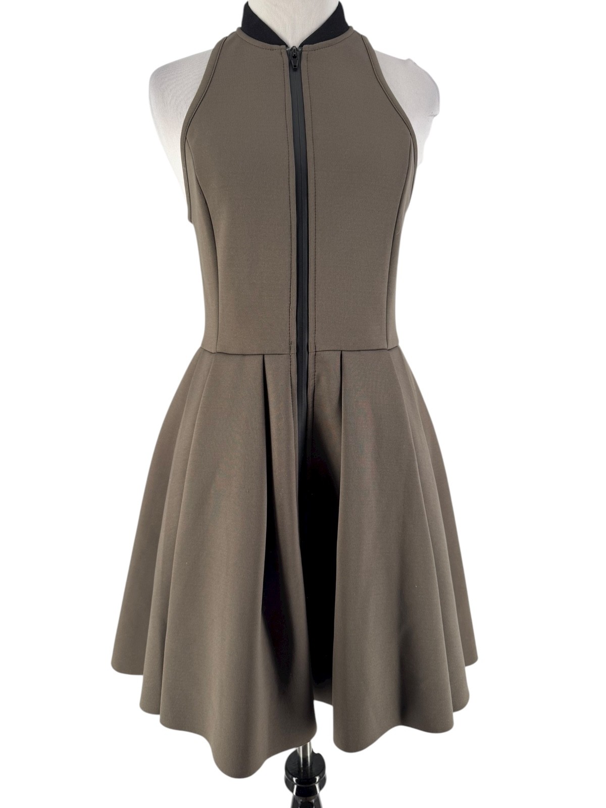 T By Alexander Wang Olive Taupe Neoprene Sleeveless A-Line Dress Size Medium