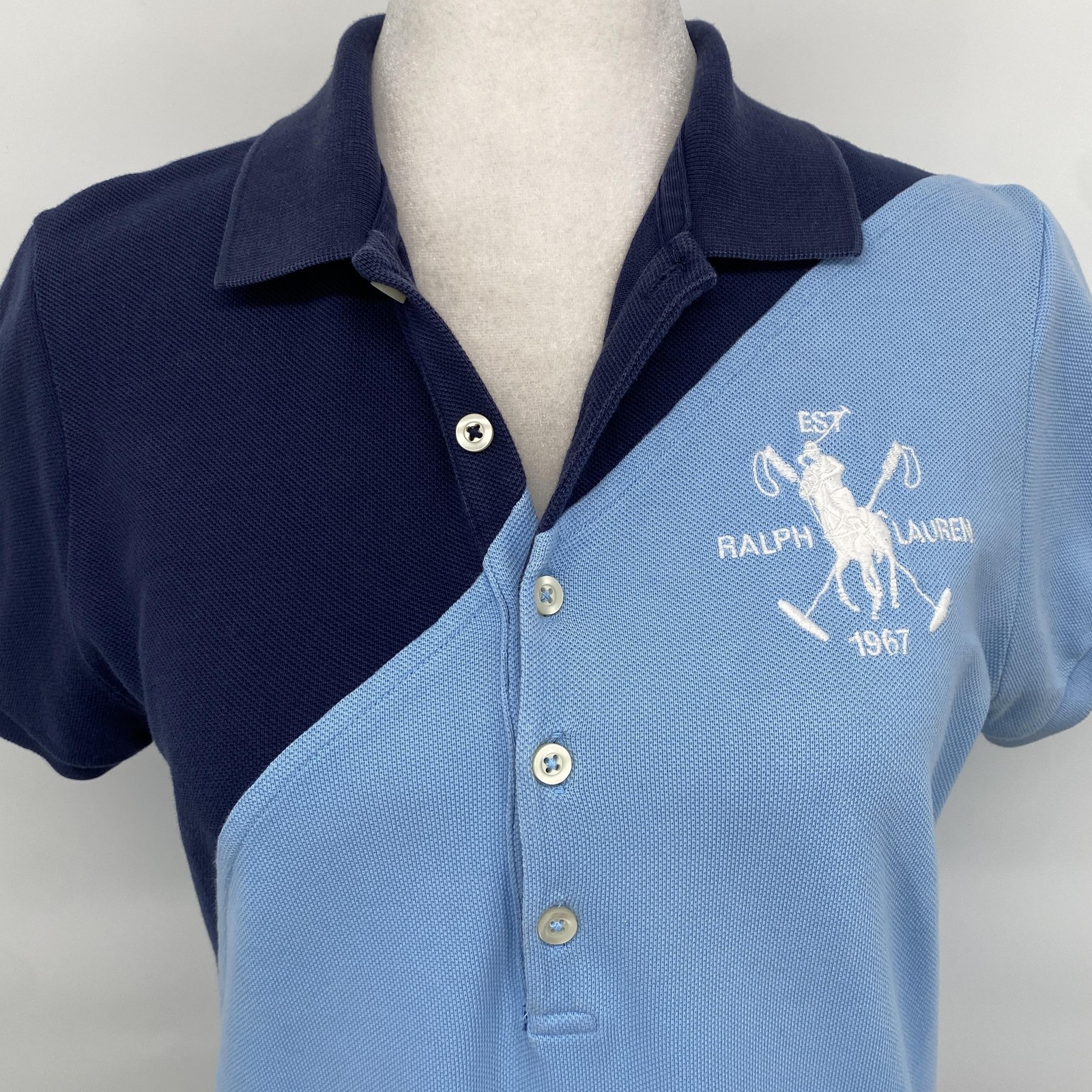 VTG Y2K Ralph Lauren Sport Polo Dress M Blue Colorblock Crest Logo Tennis Golf