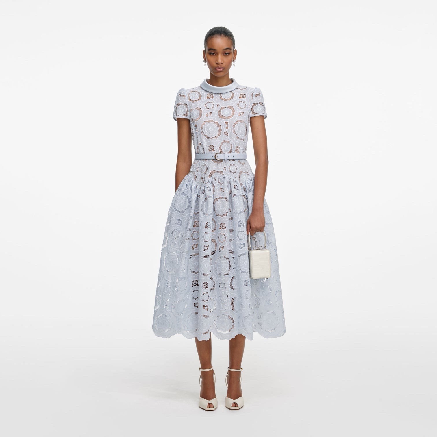 Self portrait BLUE FLORAL LACE MIDI DRESS $735 NWT Size US 10 UK 14