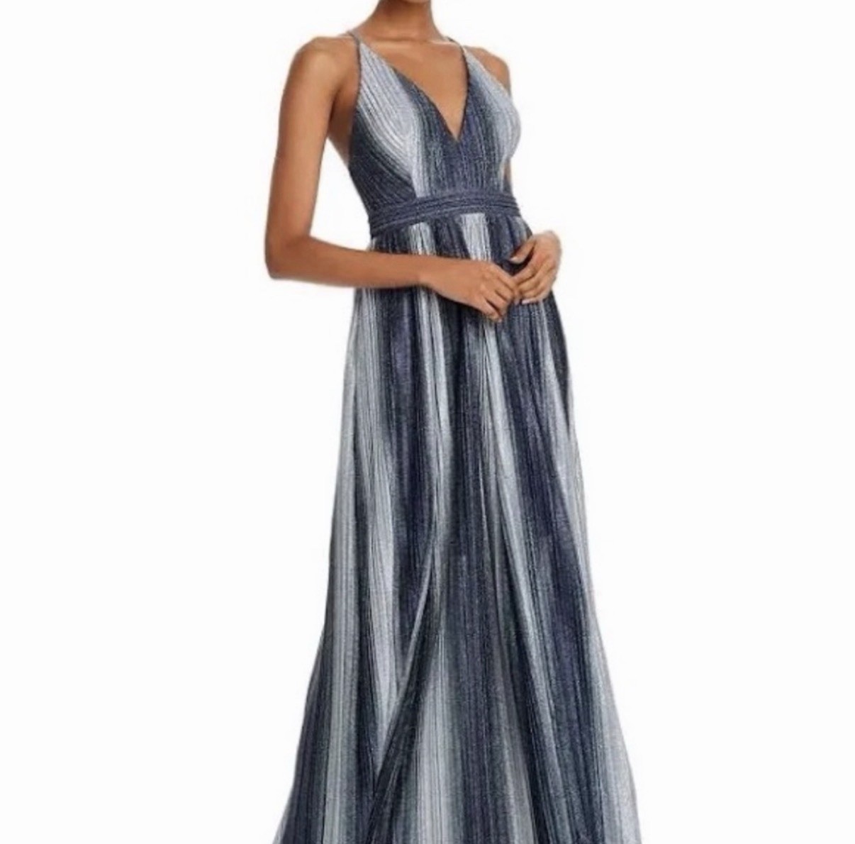 AQUA Formal Metallic Pleated Maxi Dress Gown Size 4 Black Tie Gala Wedding $249