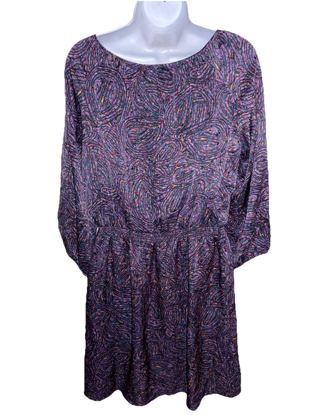 Shoshanna Silk Ruffle Bodice Short Dress Size 8 Colorful Black Print