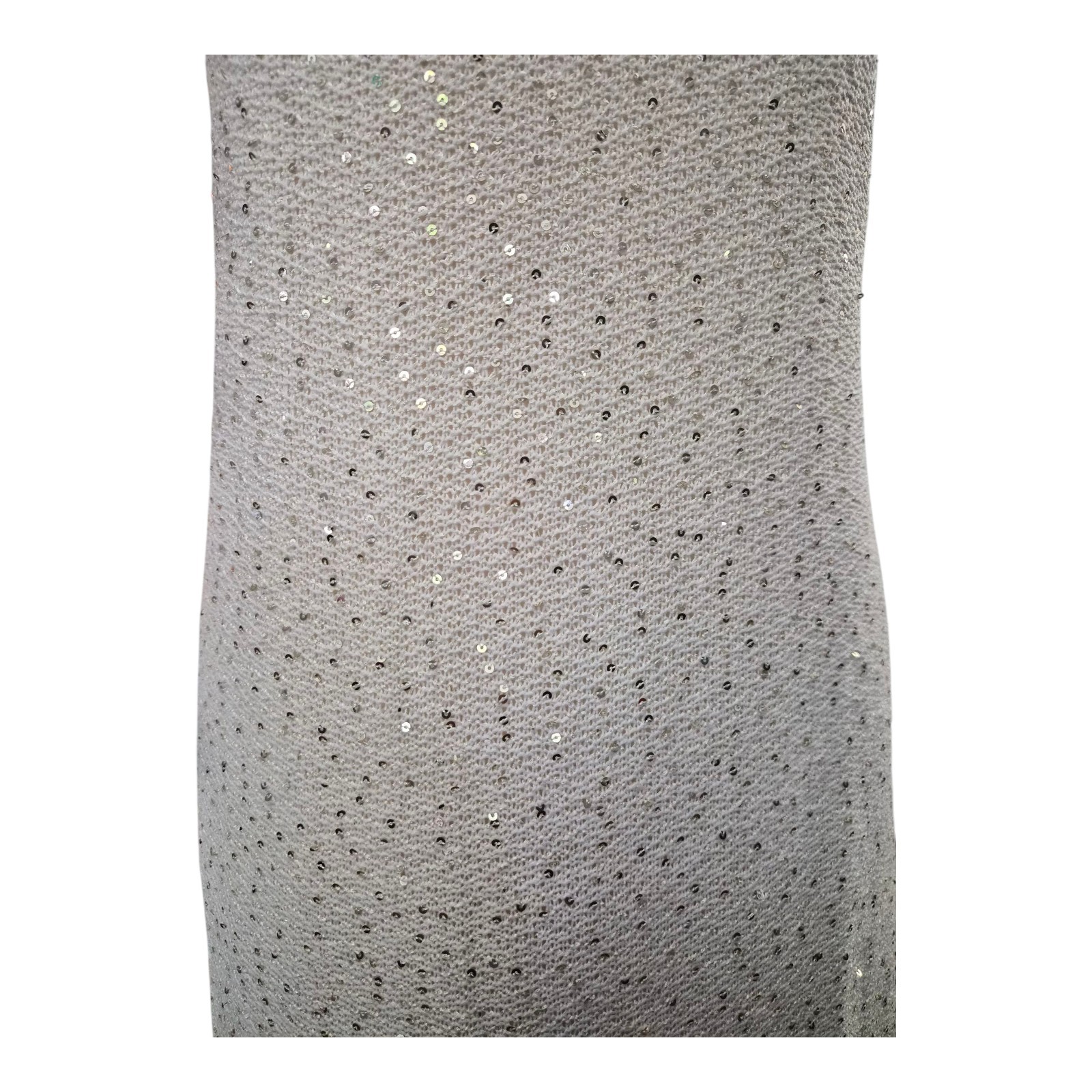 MANGO Sequin Knit Mini Dress Light Beige Women’s Size L Sleeveless Scoop Neck…