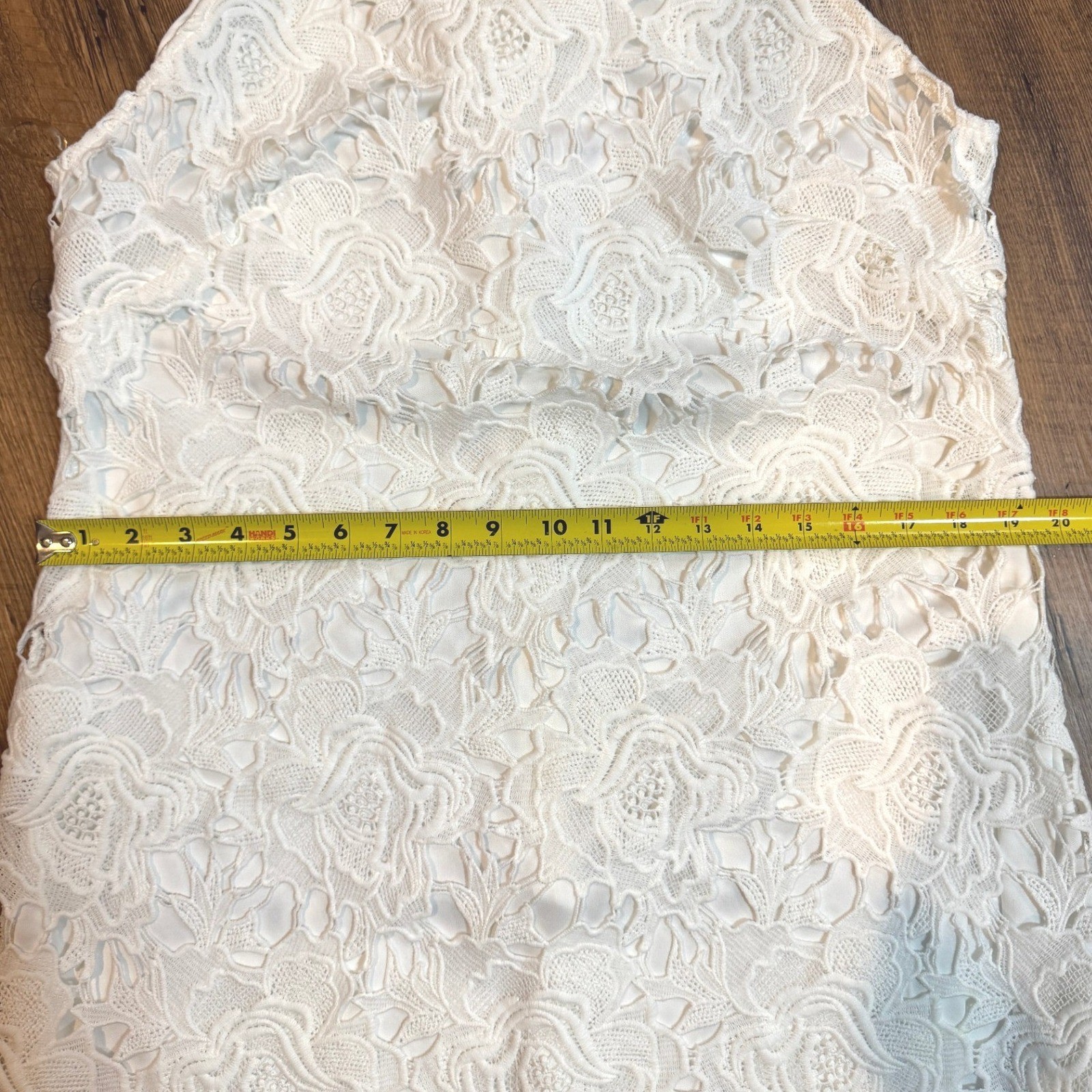 White Floral Guipure Lace Halter Midi Dress Sheath Bridal Whimsical Romantic M