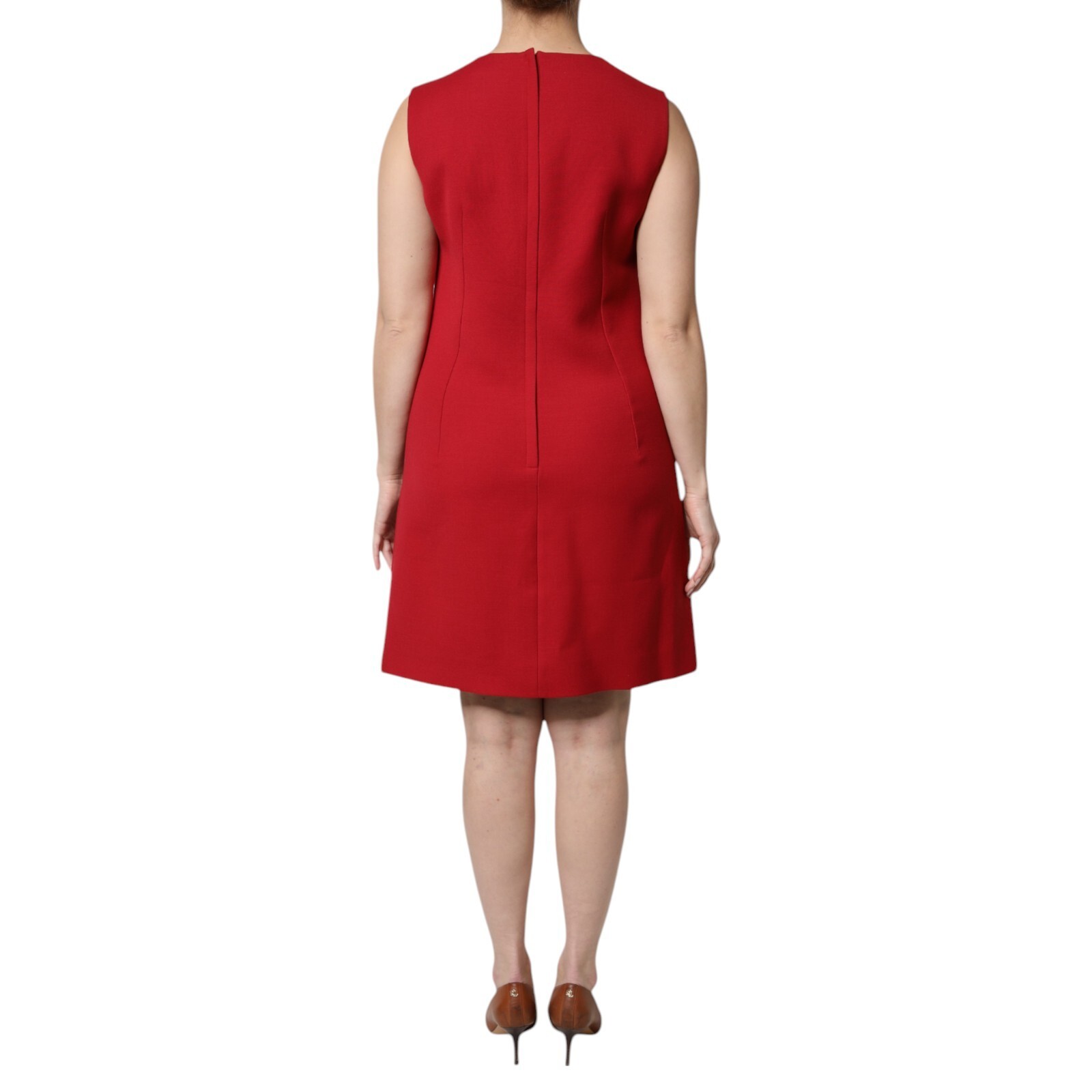 DOLCE & GABBANA Dress Red Wool Sleeveless KneeLength A-line IT46/US12/XL 1880usd
