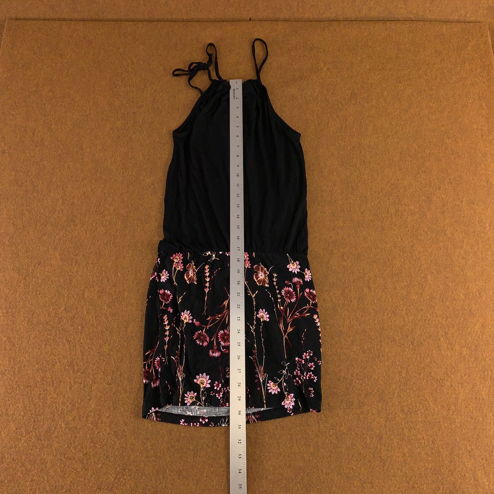 Lascana Womens Size 34 (US 2) Black Floral Print 2-in-1 Sleeveless Sundress NWT