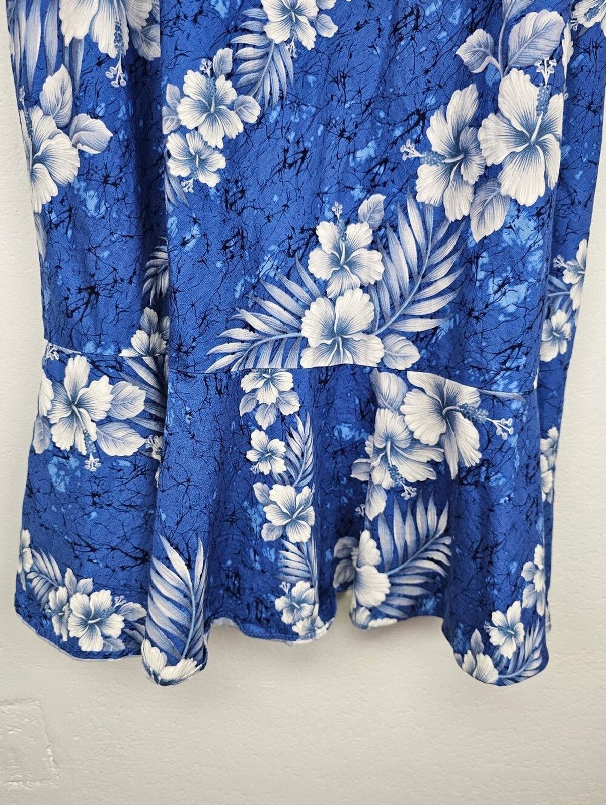 Milson By Ky’s Hawaii Tropical Blue White Floral Sundress Sz XL Resort Beach