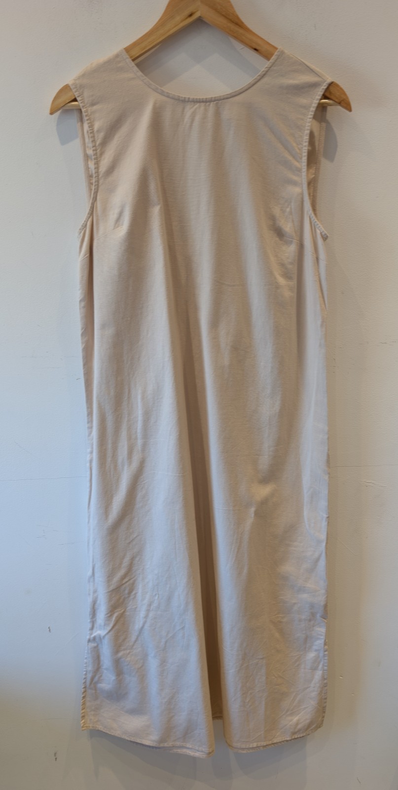 Primark Womens Beige Sleeveless Midi Dress Cotton Linen Blend Tie Back Size 10