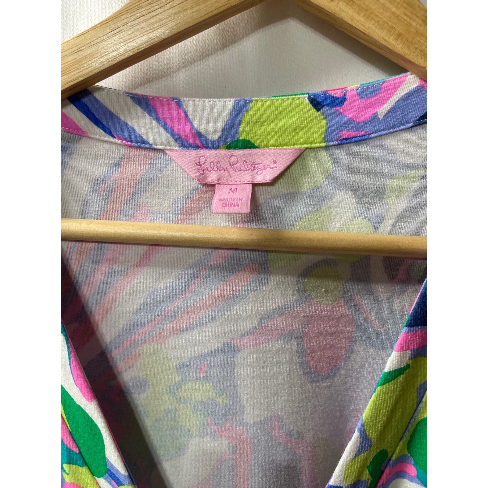 Lilly Pulitzer Womens Pink Blue Green Floral Long Sleeve Jersey Wrap skort Med