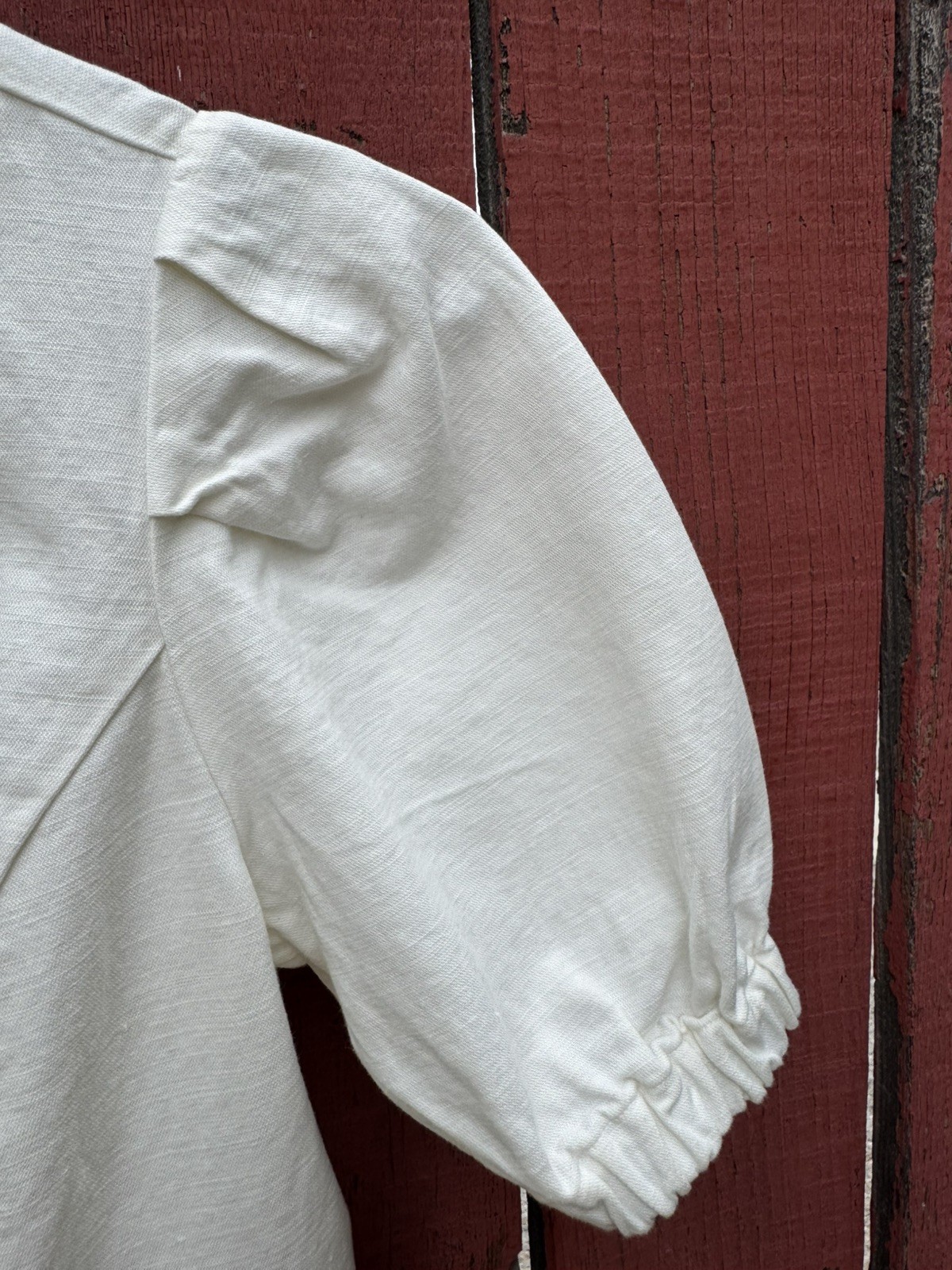Zara Puff Sleeve White Linen Cotton Dress Homestead Summer Vacation Pretty Woman