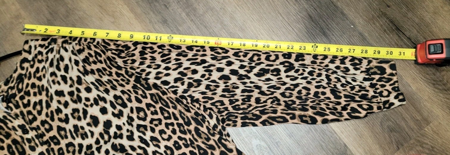 H&M Beige Leopard Pattern Short & Wide Dress W/Long Balloon Sleeves Size XL NWOT