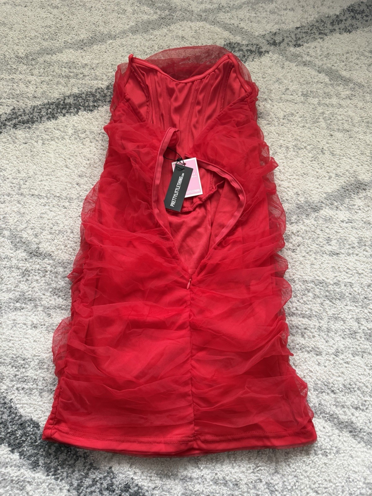 Pretty Little Things Shape Mesh Corset Ruched Bodycon Dress Red Womens Size 4