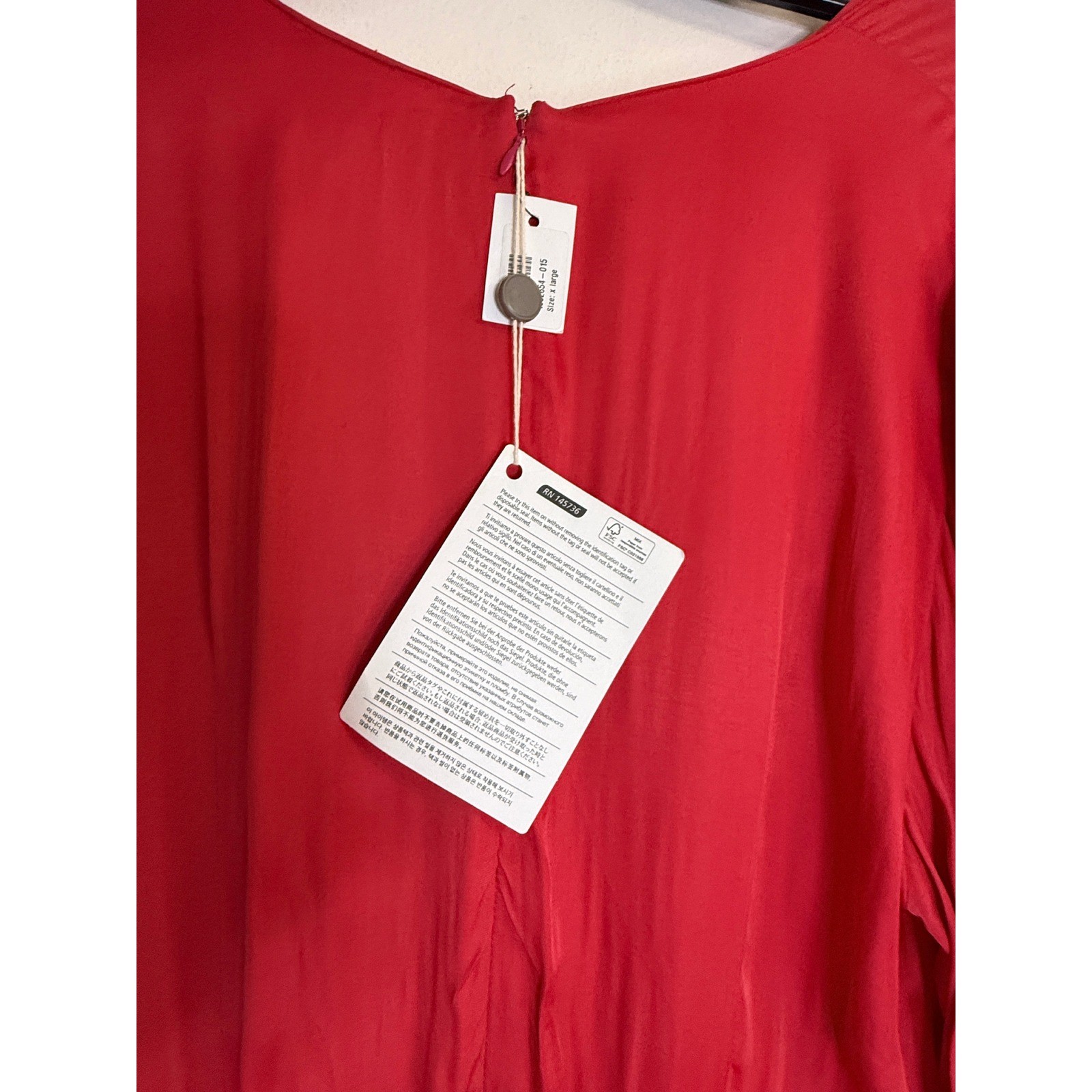 Farm Rio Red Cut Out Long Sleeve Maxi Dress XL Lenzing Ecovero Viscose New