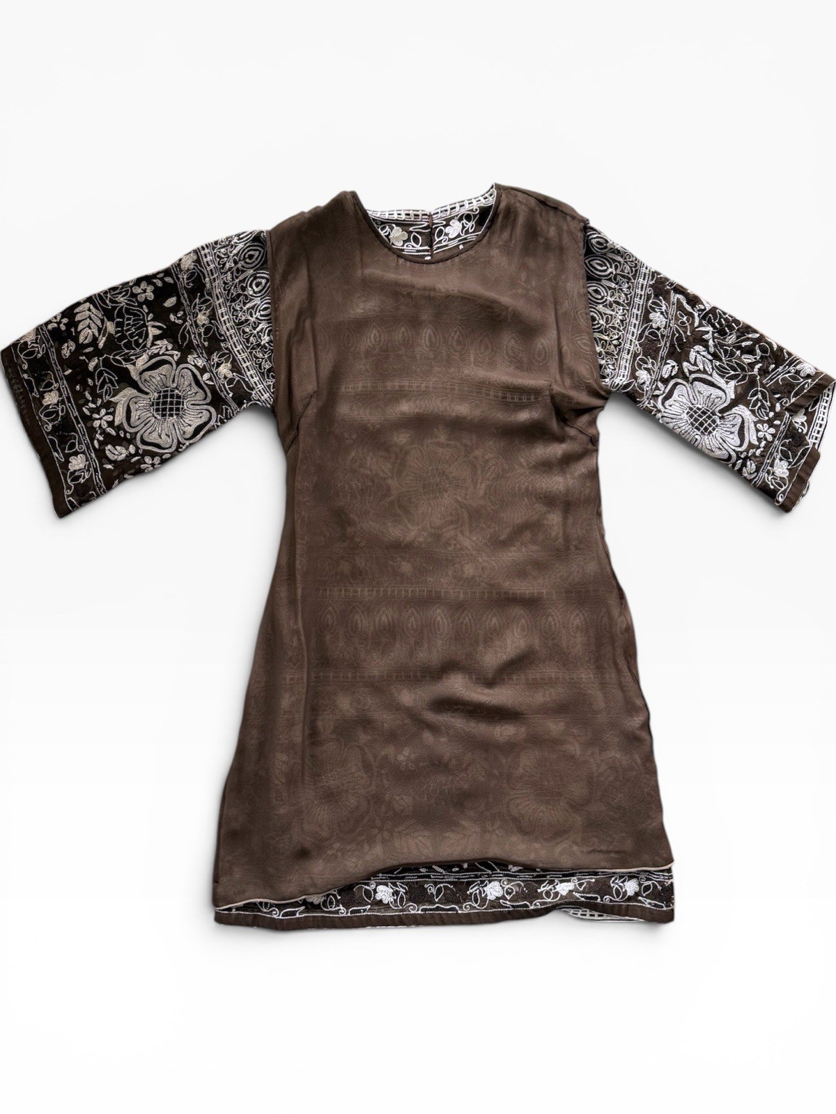 Archival 2004 Naeem Khan Fully Embroidered Silk Shift Dress Circa 2004