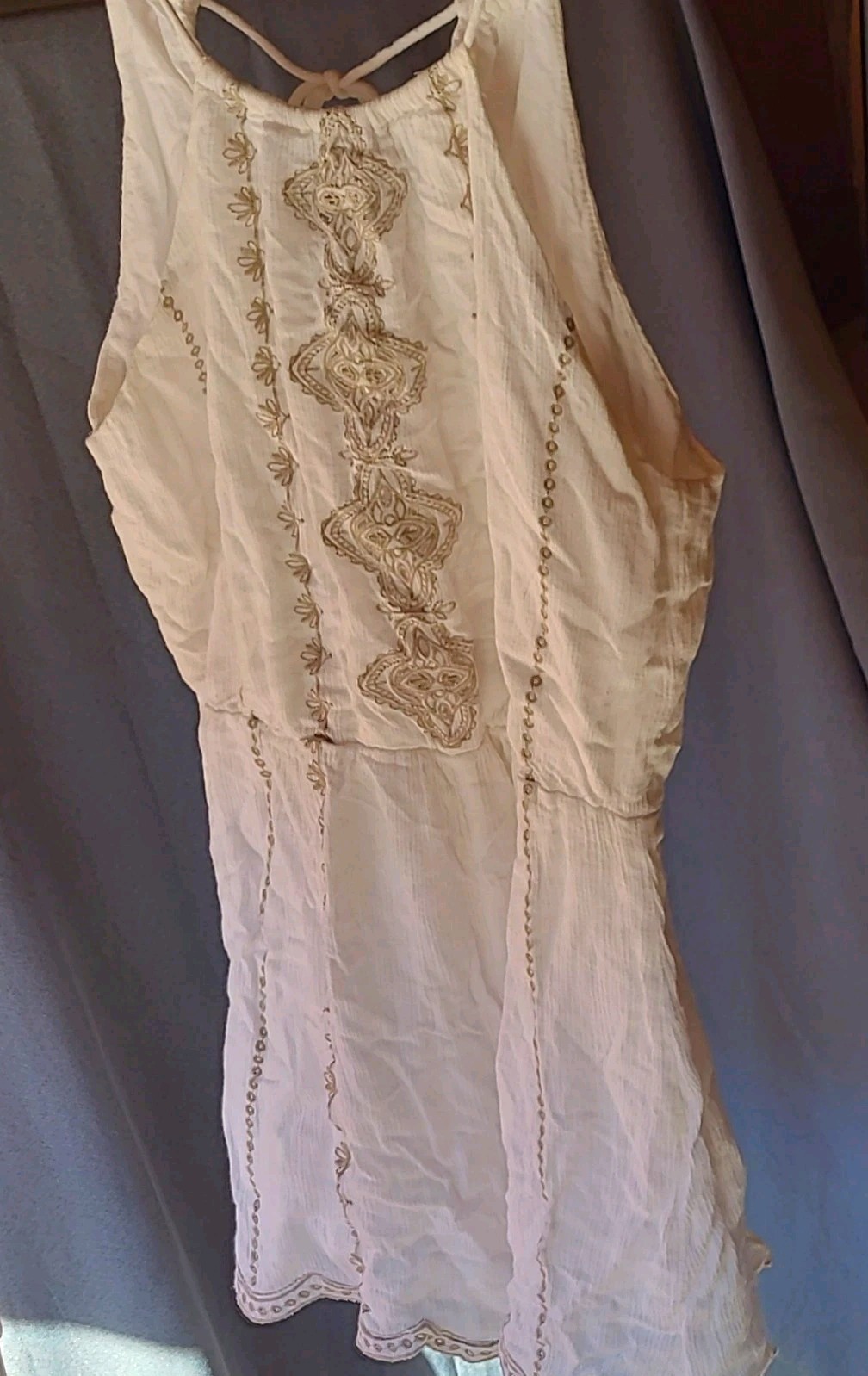 Lush White Embroidered Sleeveless Tie Romper Cotton Woven Womens Medium