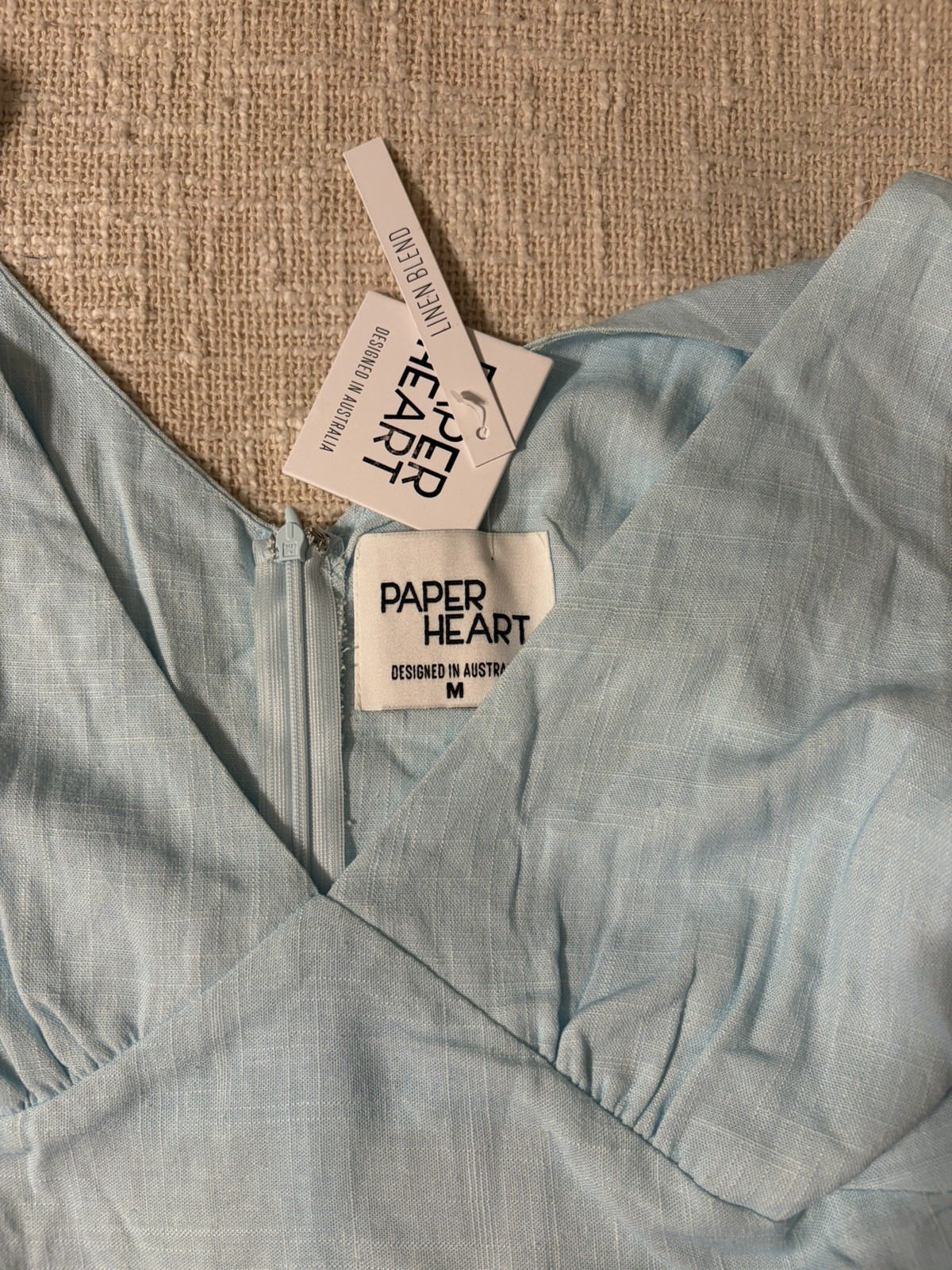 NWT Paper Heart Linen Blend Blue Pink Floral Maxi Sleeveless Dress Size M