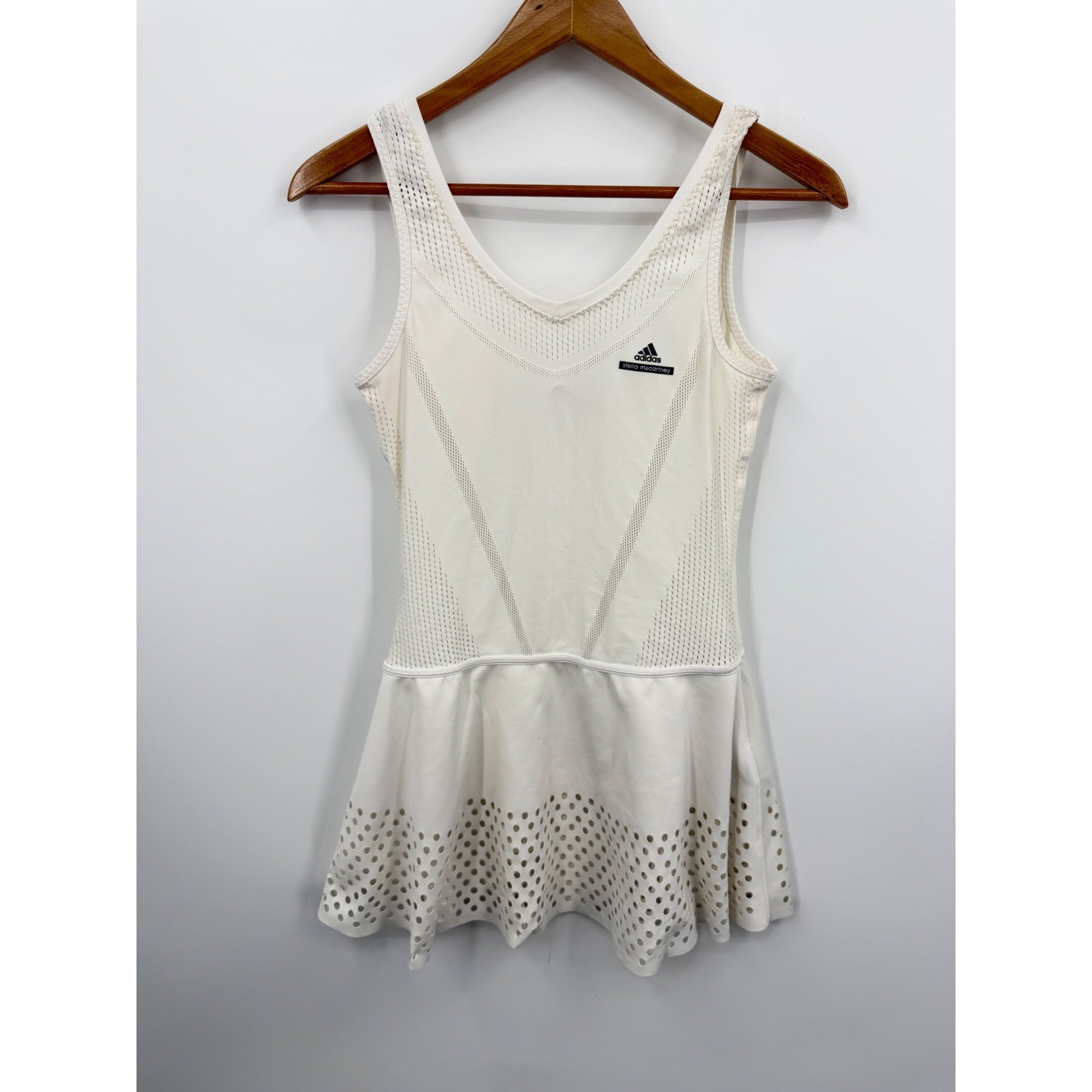 Adidas Stella McCartney Barricade Tennis Dress Womens S White Laser Cut AP4833