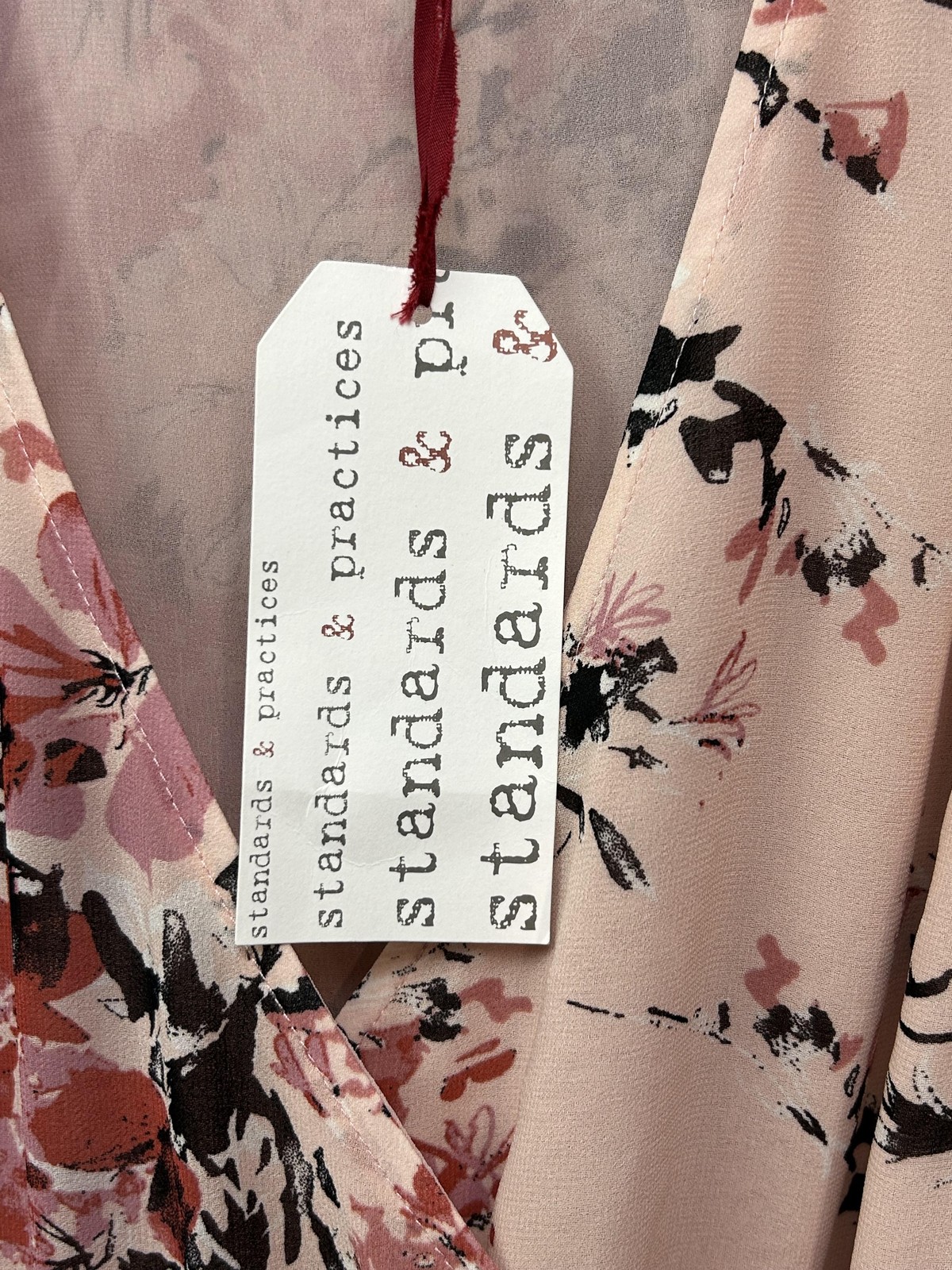 Standards & Practices Dress Womens Medium Pink Garden Floral Wrap High Low Hem