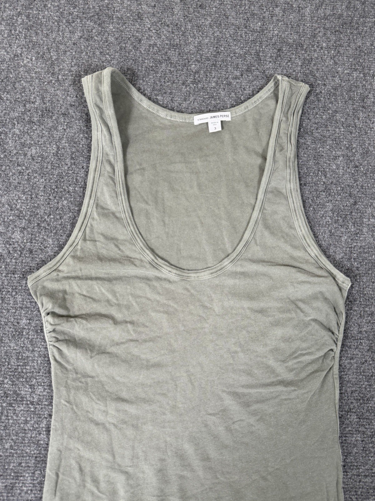 James Perse Twisted Ruched Tank Maxi Dress Womens 3 Large Sage Green Cotton USA