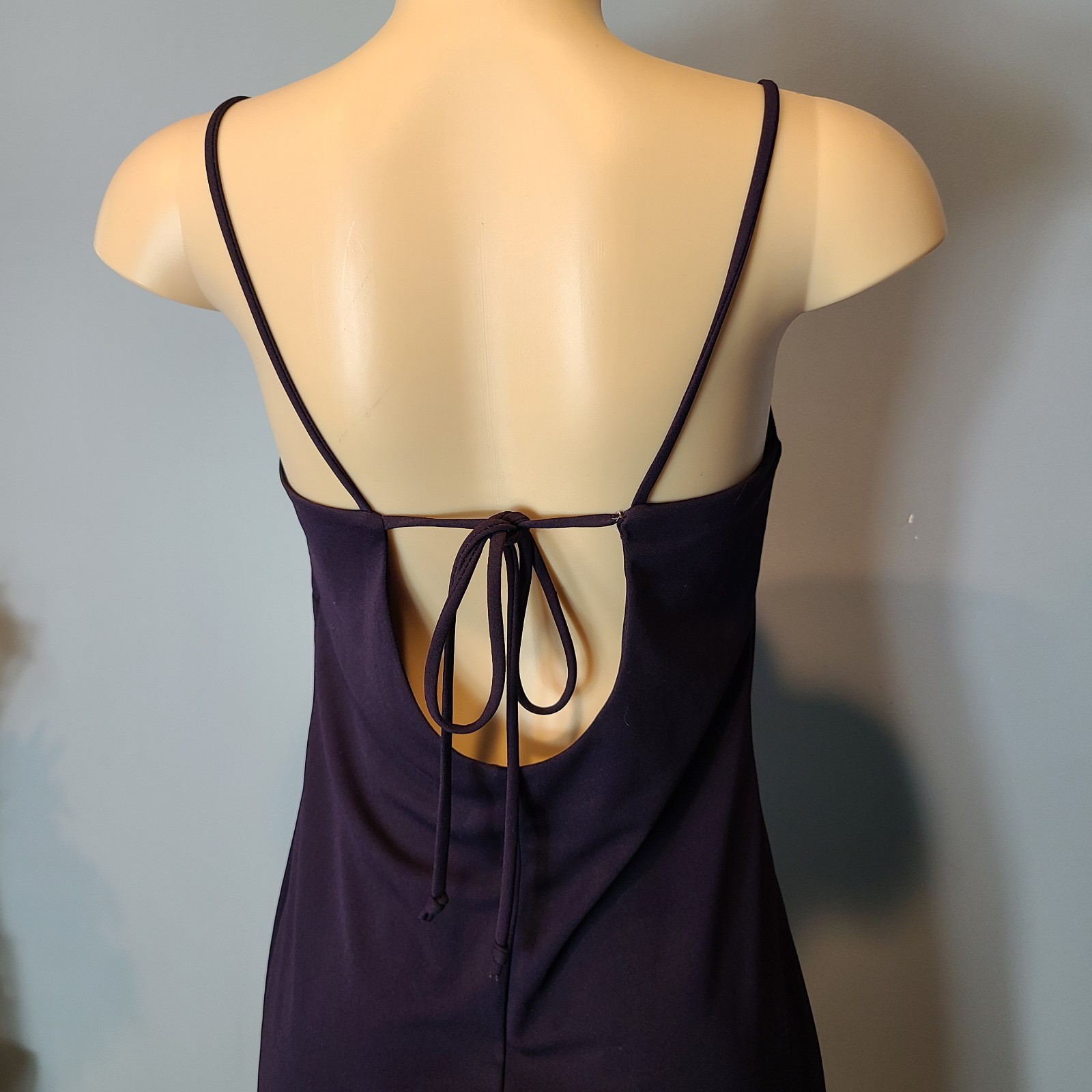 Vtg City Triangles Midi Dress 90s Minimalist Strappy Back Purple Y2K Wedding L