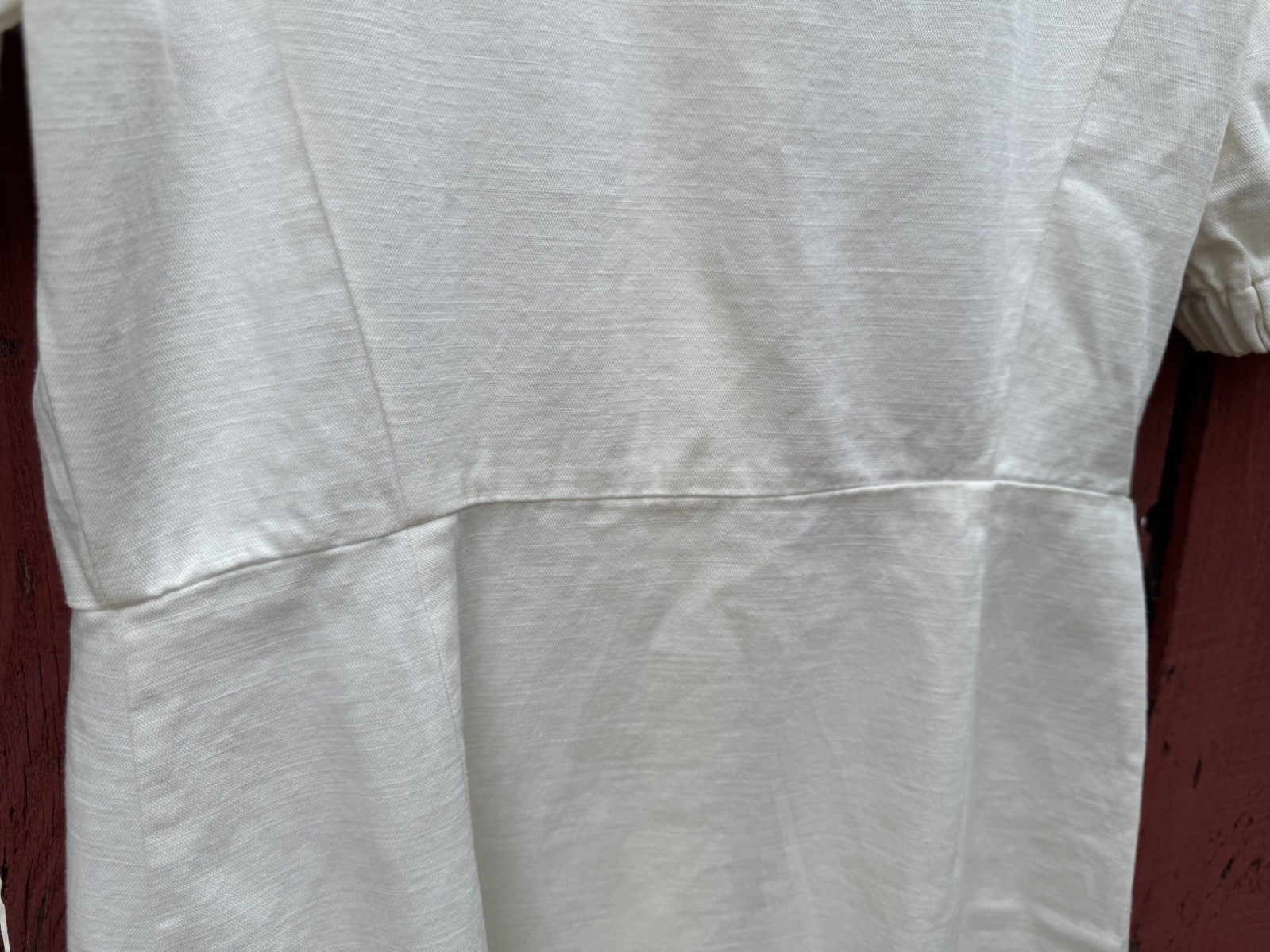 Zara Puff Sleeve White Linen Cotton Dress Homestead Summer Vacation Pretty Woman