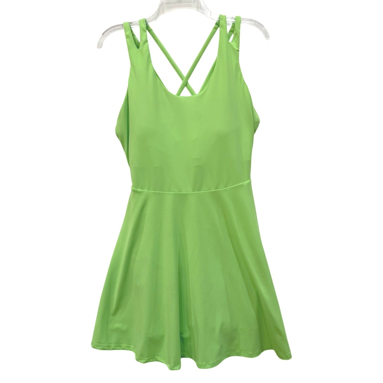 Fabletics Neon Lime Green Active Sports Dress with Built-in Shorts & Pockets XL