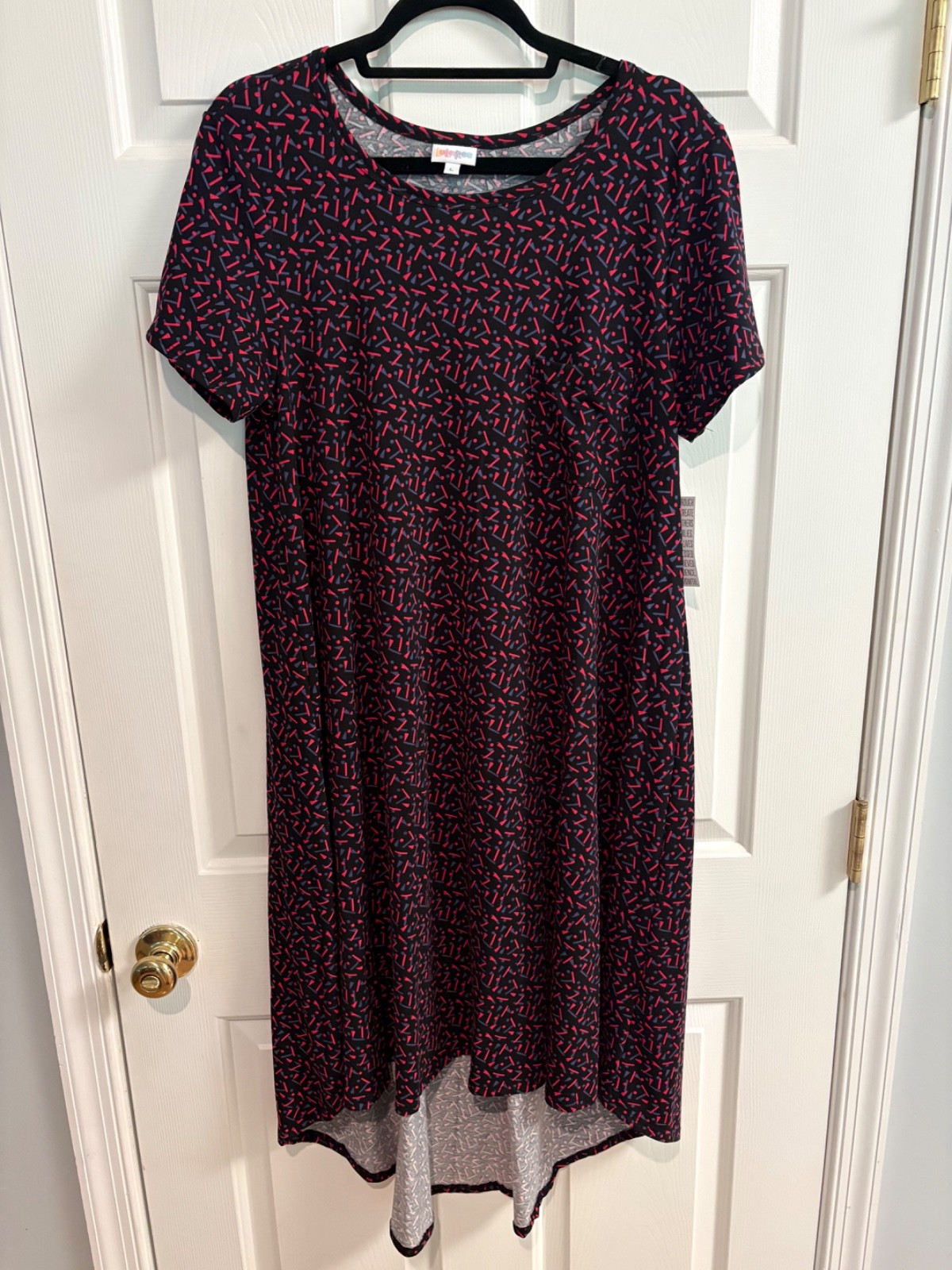 LuLaRoe NWT Carly dress Large (12-14); retro geometric print