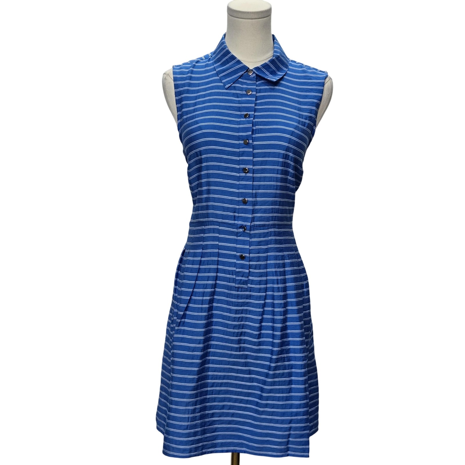 Covington Dress Womens 6 Striped Sleeveless Shirt Pocket Casual Summer Sundress