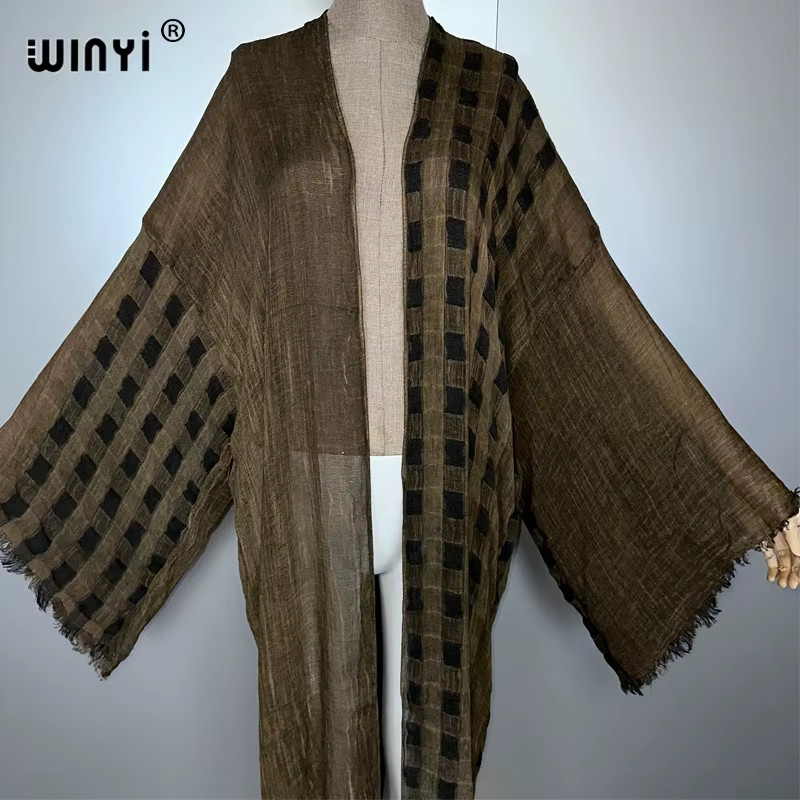 Retro Kimono Kaftan Beachwear Hand Dyed Cardigan Evening Dress Abaya Dubai Luxur