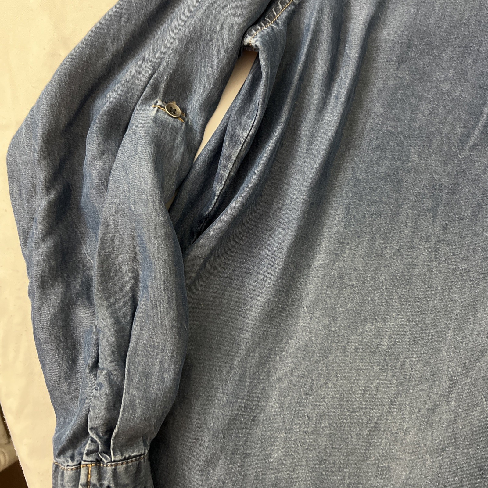 Time and Tru Blue Chambray Tunic Dress – 12-14 Lyocell Boho Casual Denim Style