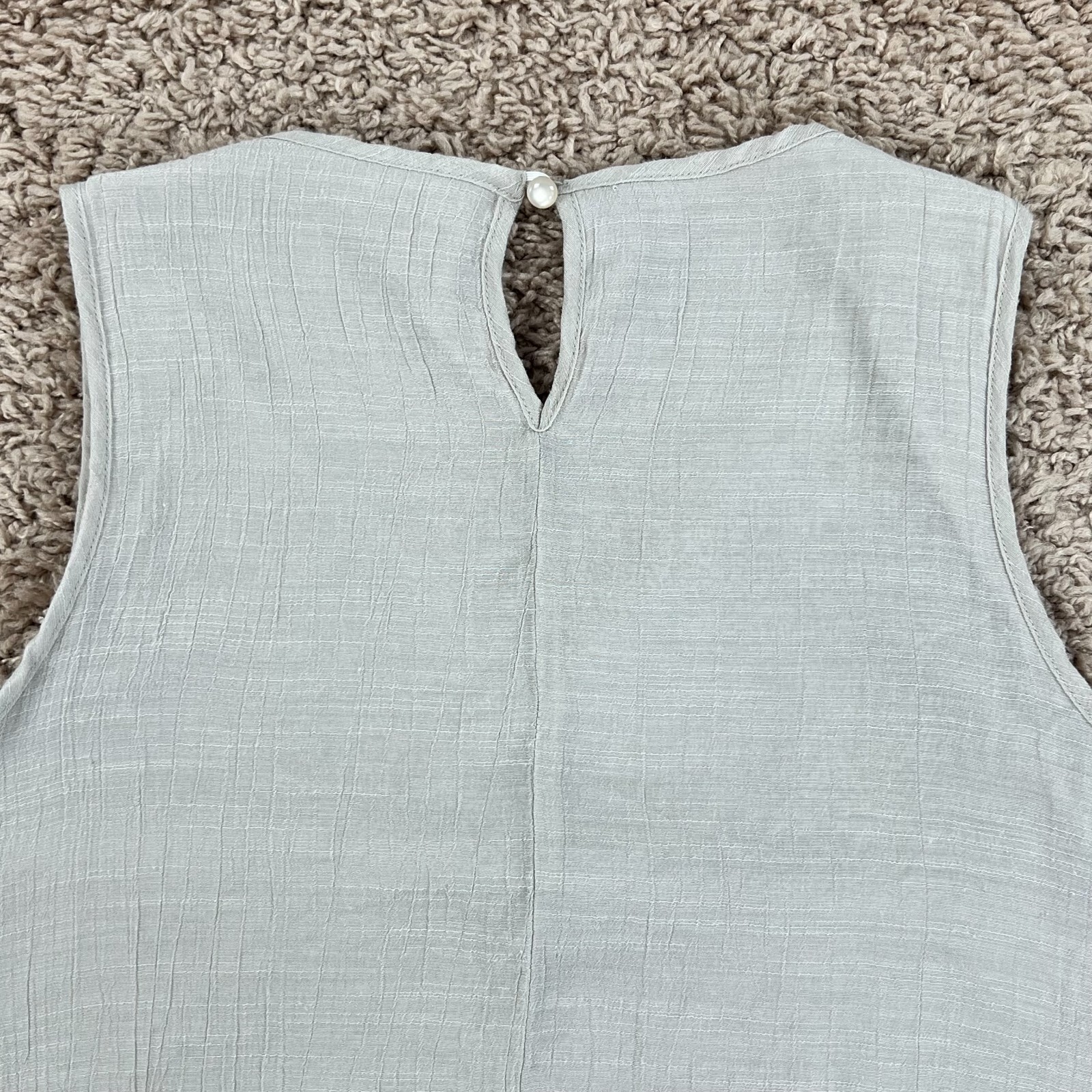 AGB Beige Sleeveless Crew Neck Lined Midi Sundress Womens M Keyhole Crew Neck