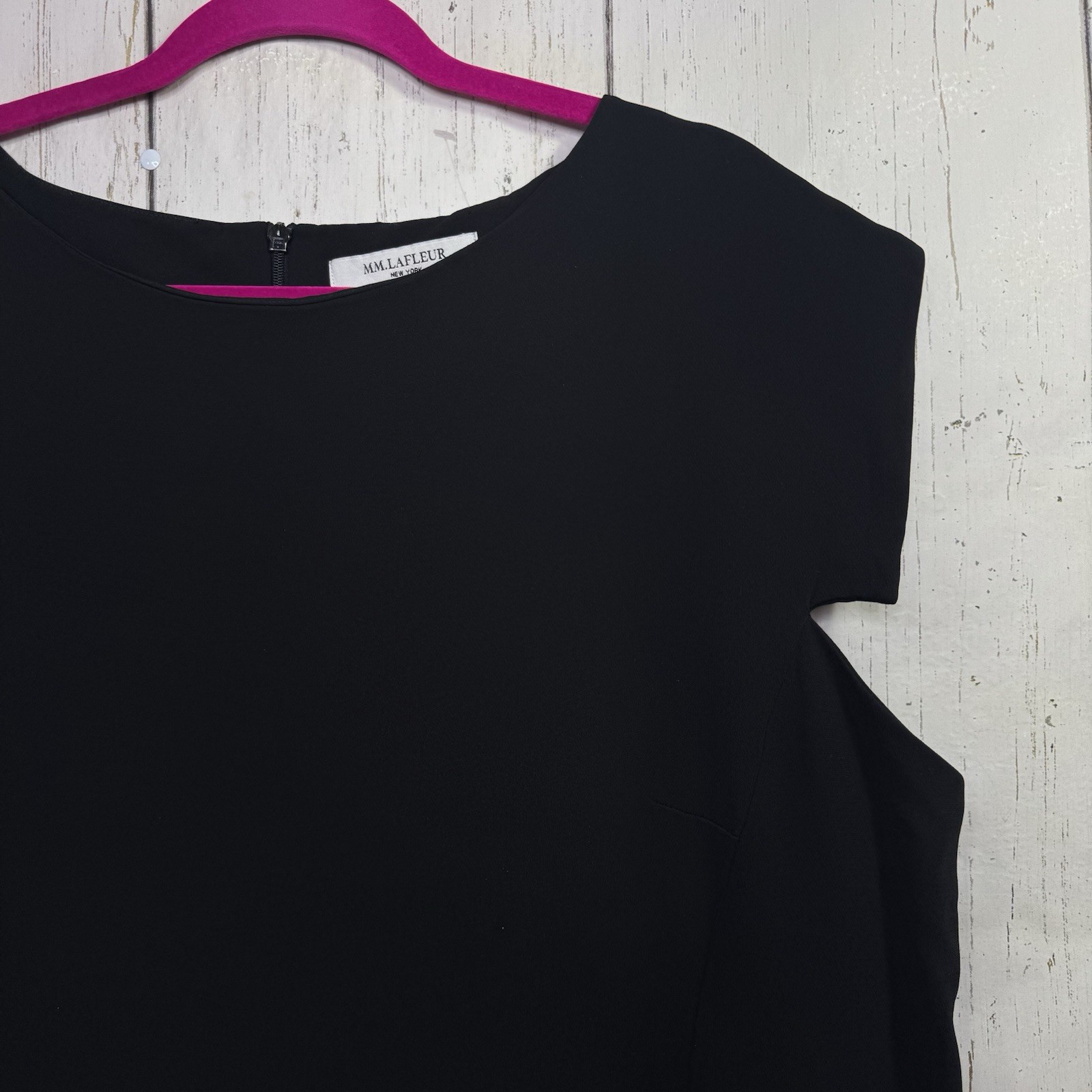 MM.LaFleur Black Sheath Dress 3X Minimalist Career Office Business Zip Back