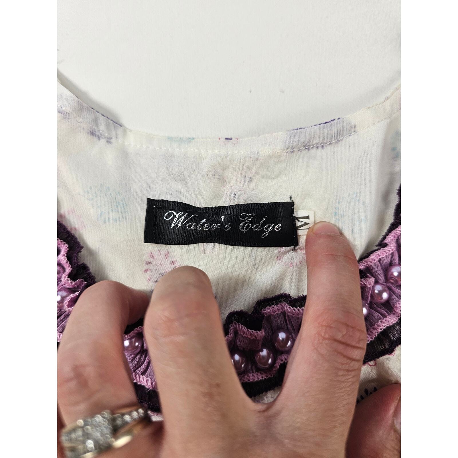 Waters edge size medium botique textured Belted dressage beaded detail vintage ^