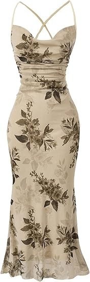 Women’s Floral Mesh Bodycon Cami Dress Cowl Neck Sleeveless Cocktail Party Weddi