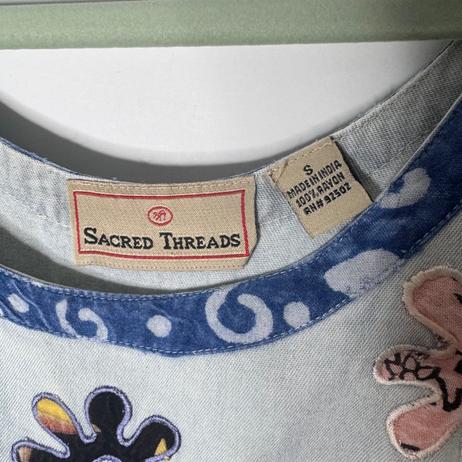 Sacred Threads Patchwork Maxi Dress Sz S Boho Cottage 70s Hippie Y2K Flaw READ