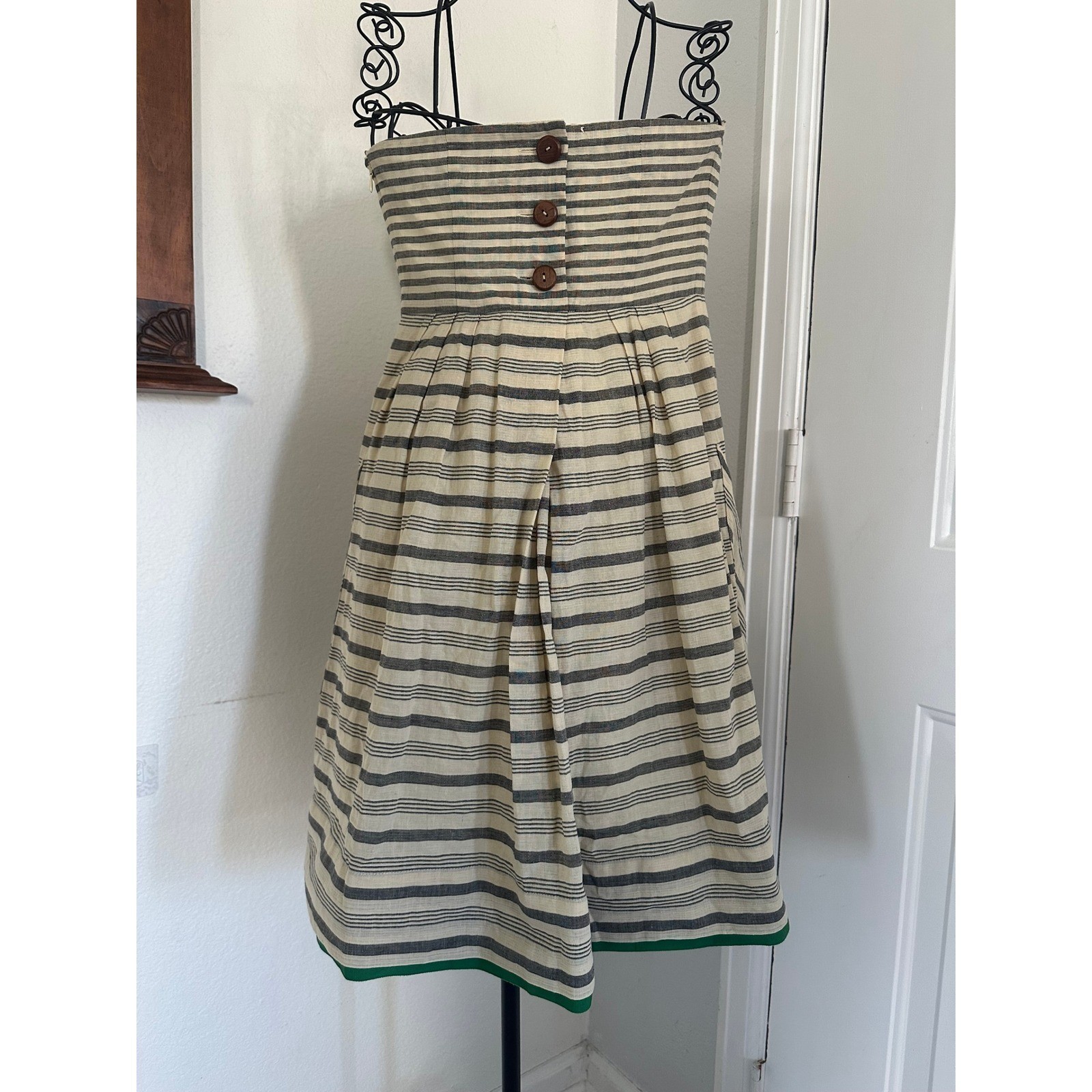 Maeve Anthropologie Striped Strapless Fit Flare Dress 2