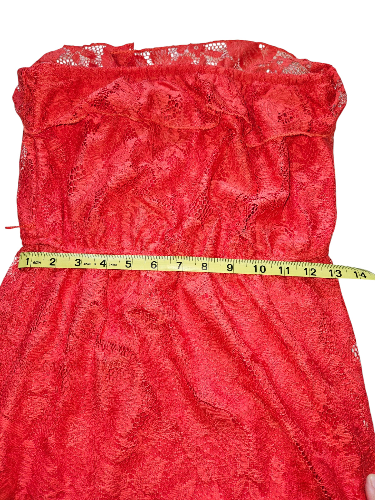 Trixxi Coral Strapless Lace High Lo Dress – Size Medium