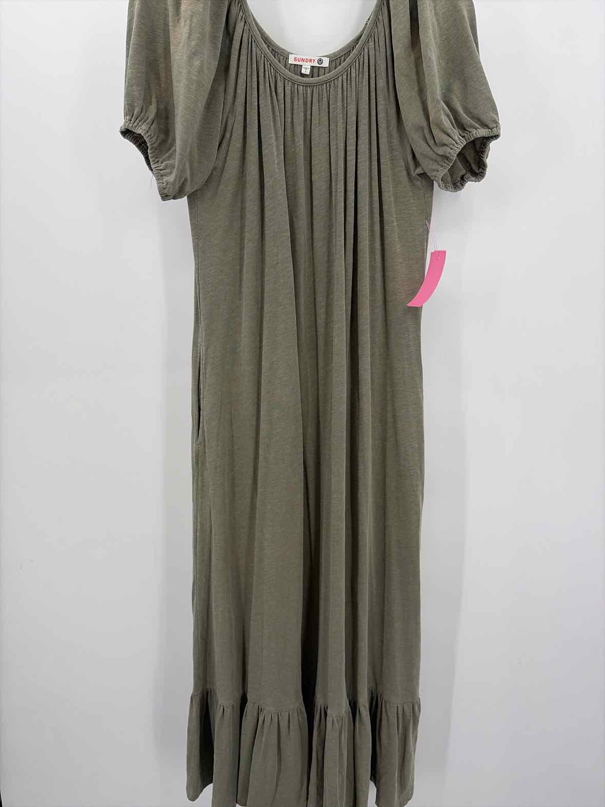 Pre-Owned Sundry Green Size 1/Small Maxi Short Sleeve Dress