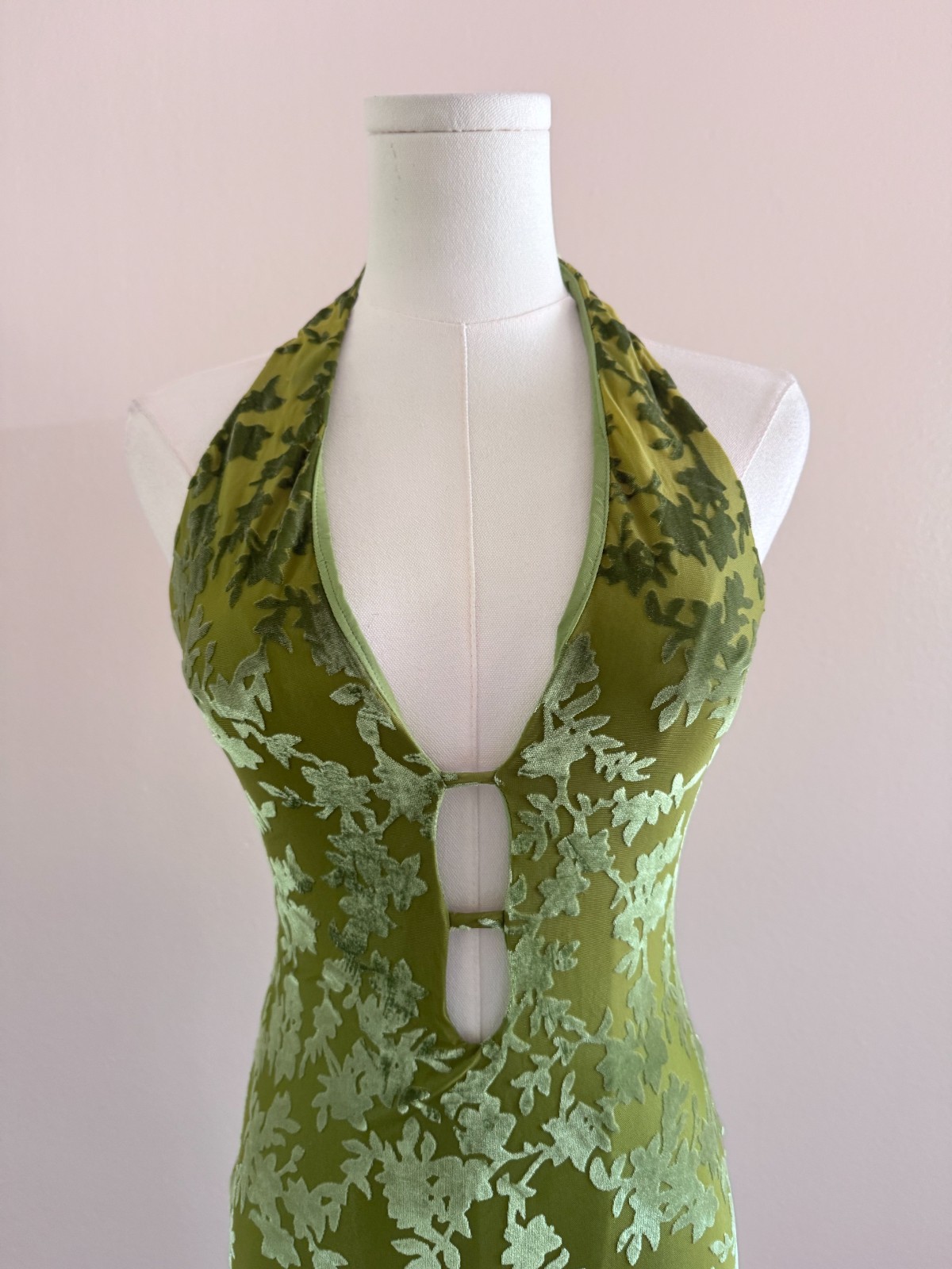 Hello Molly Green Halter Keyhole Maxi Dress