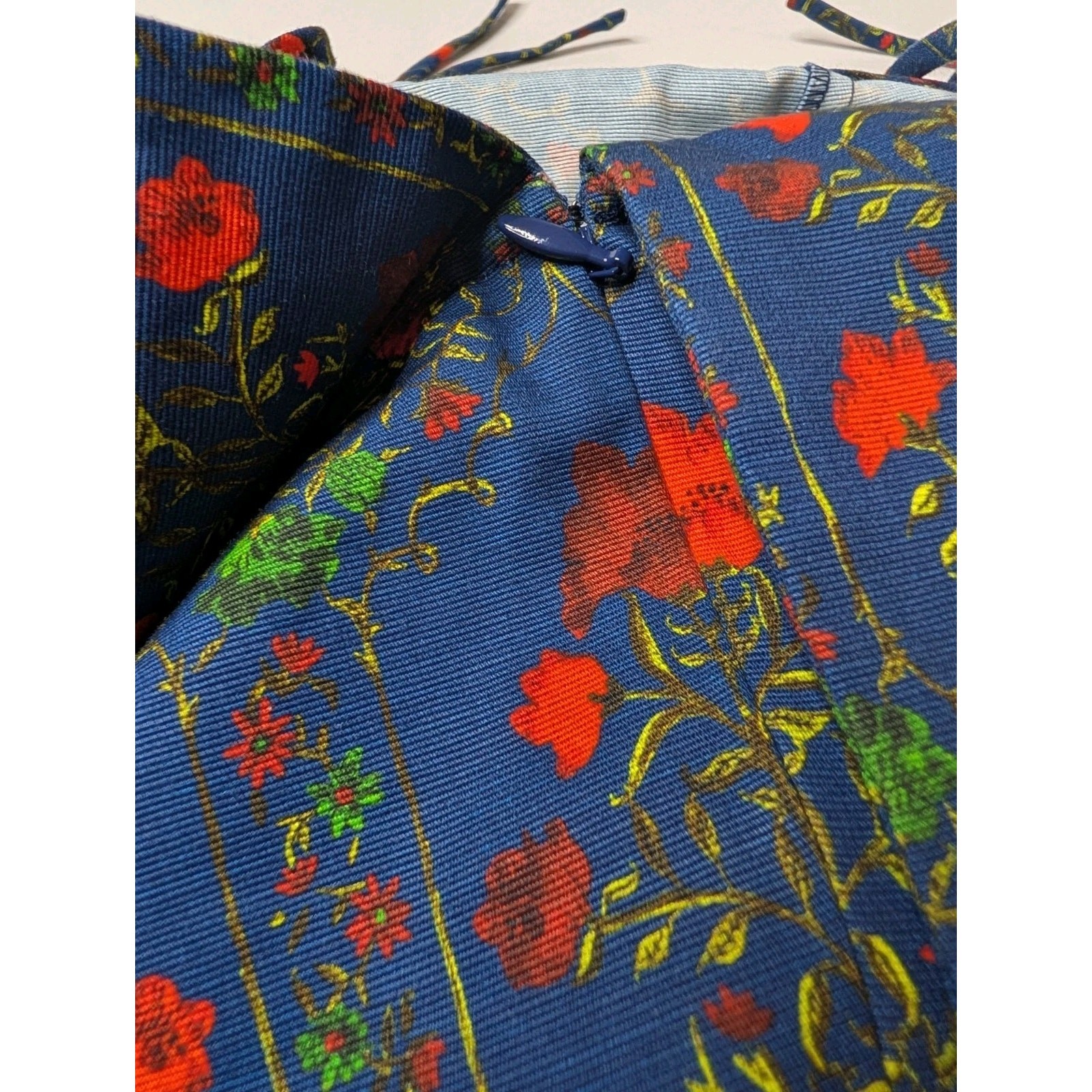 Hunter Bell Midnight Garden Midi Dress Size 8 Blue Floral Tiered Tie Strap