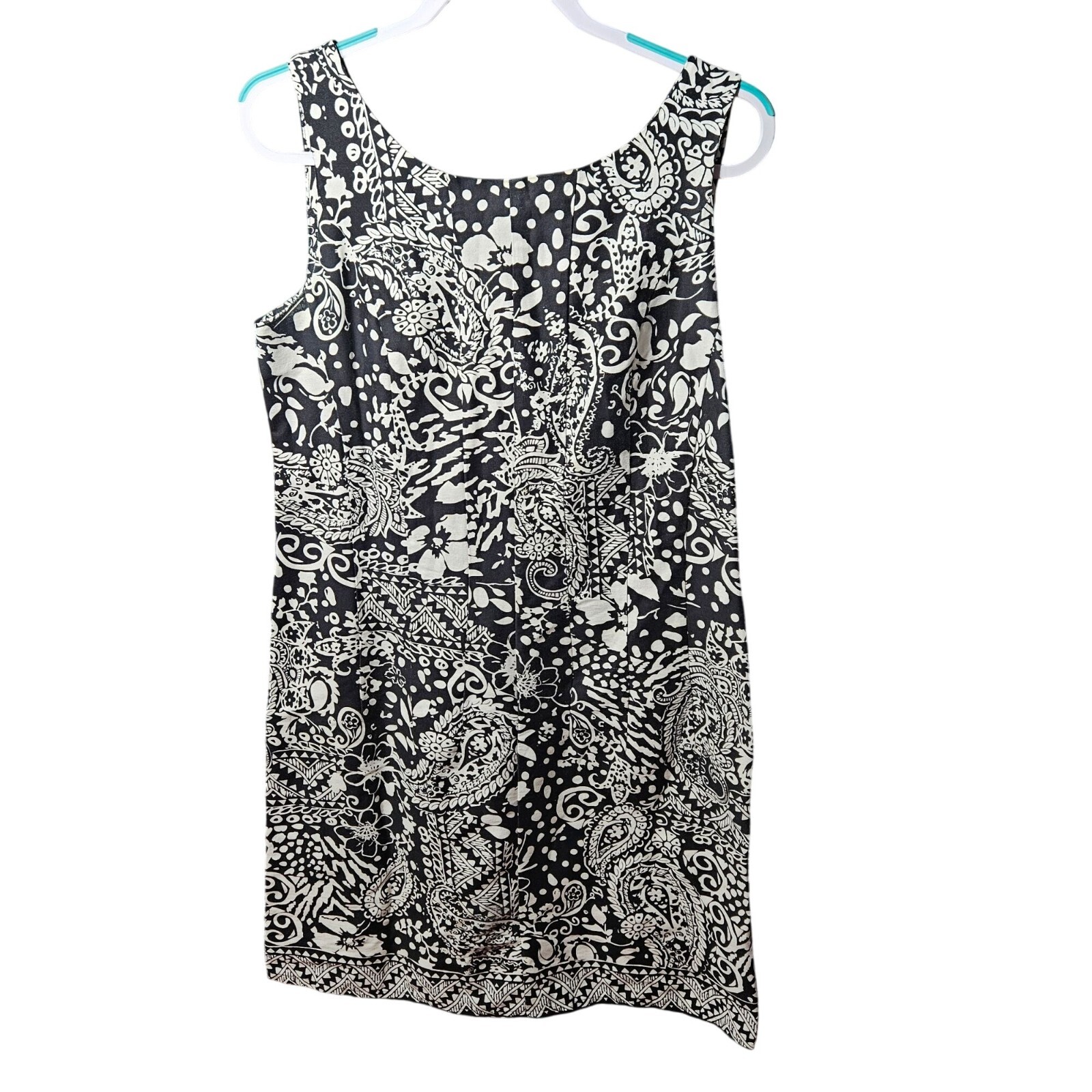 Elementz Black & White Paisley Sleeveless Dress L 97% Cotton 3% Spandex Made In