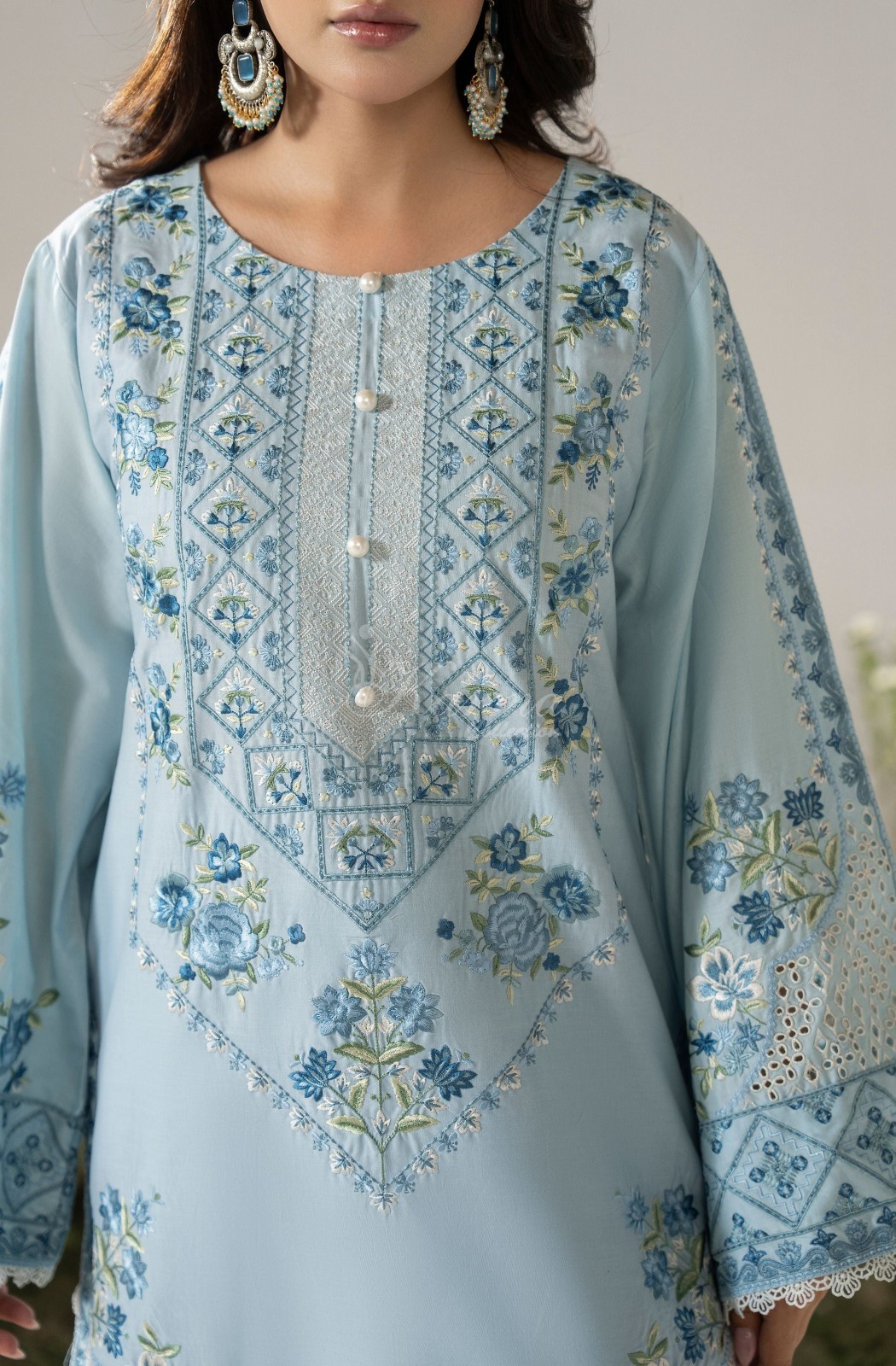 Karma Collection 3 Piece Stitched Embroidery Suit – KC-1580-Muted Blue