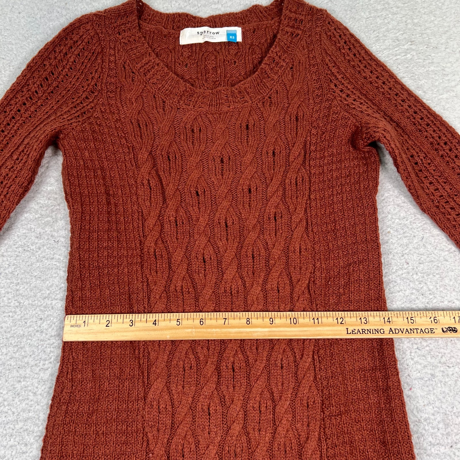 Anthropologie Sparrow Cable Knit Sweater Dress Women XS Wool Cashmere Blend Rust