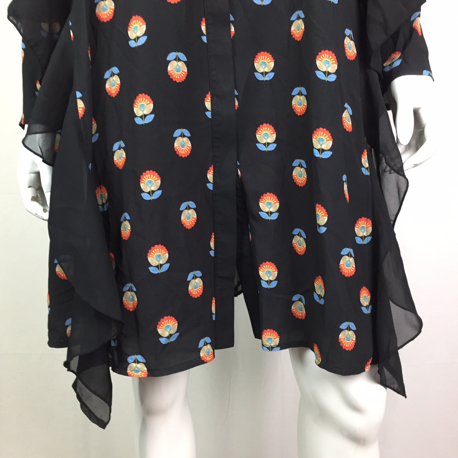 NWT $180 Refka 38 Black Floral Boho Ruffle Oversize Shirt Dress Anthropologie M