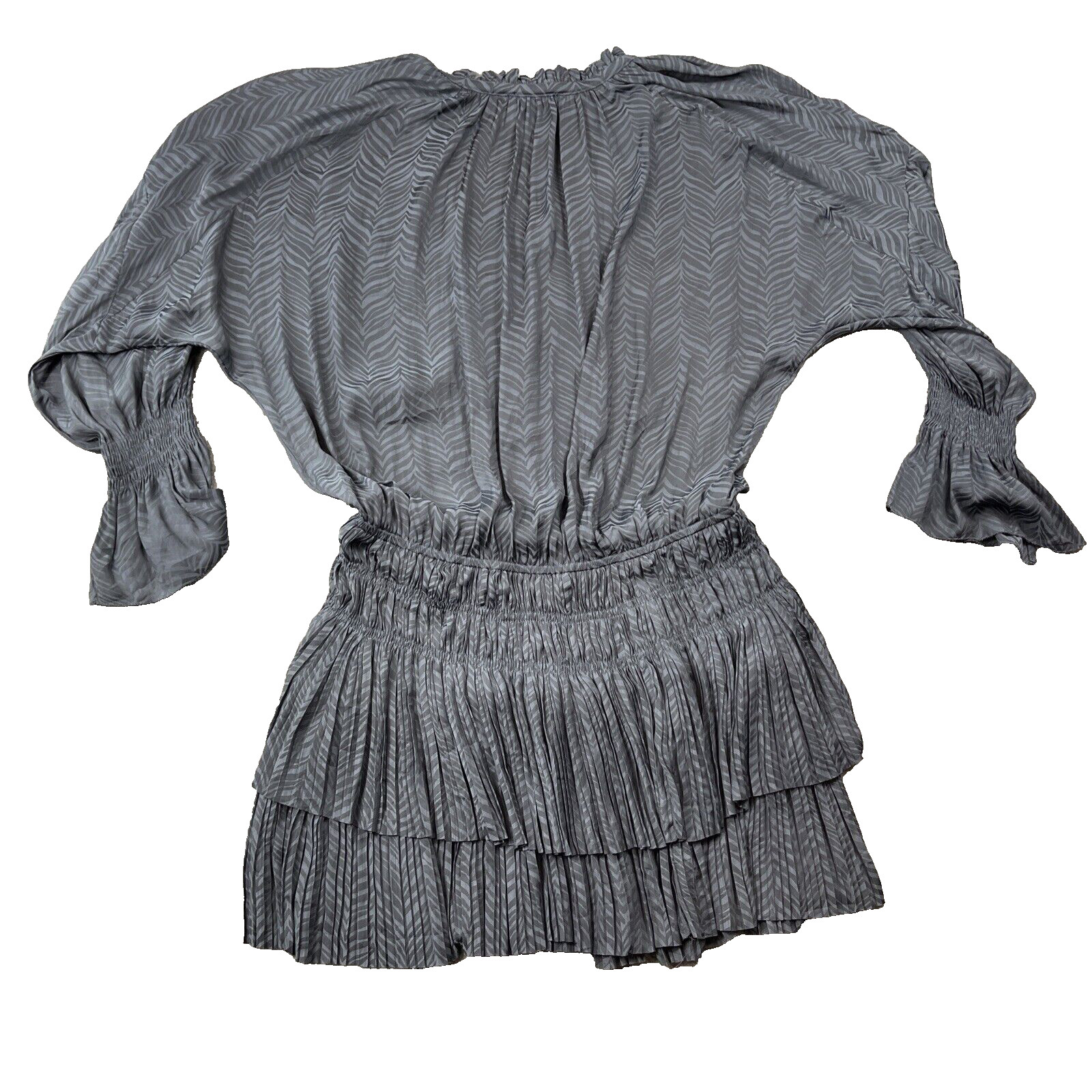 Current Air Tiered Mini Dress Long Sleeves Medium Blue Pleated