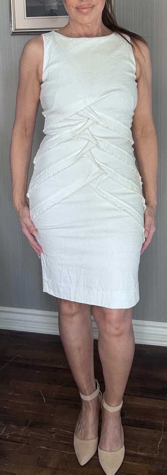 Artelier Nicole Miller Women’s Bandage Dress White Cotton Blend Stretch Size 0