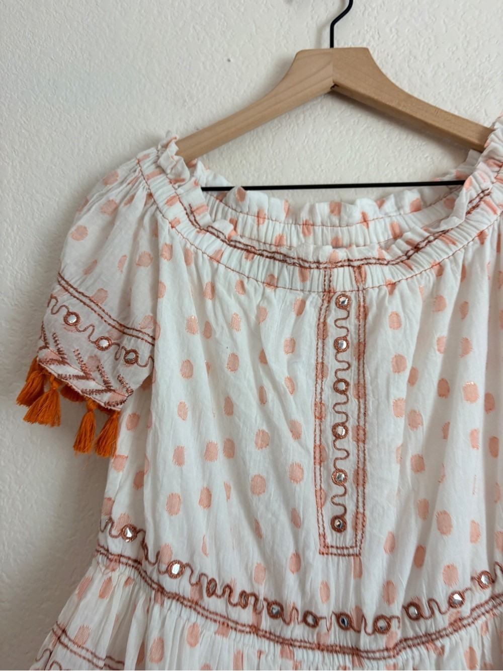 Mer St. Barth Coastal Fringe Mirrored Boho Embroidered Tassel Dress